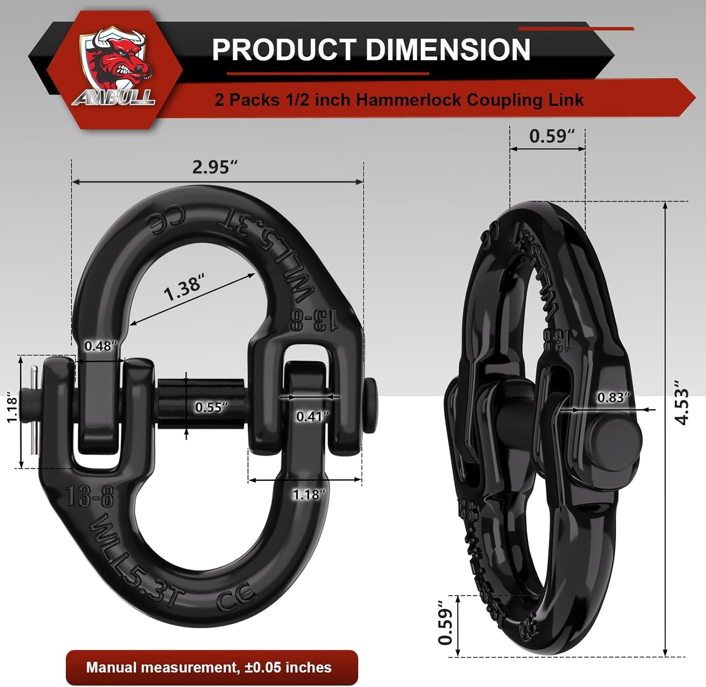 Tow Chain Connector / Black / Set of 2