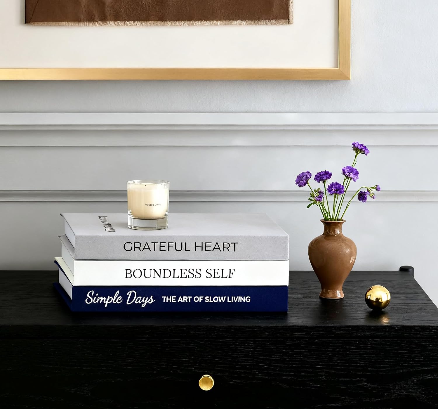 Navy Blue Decorative Books Minimalist Linen Hardcover Faux Book / Philosophical Navy Blue / Set of 3