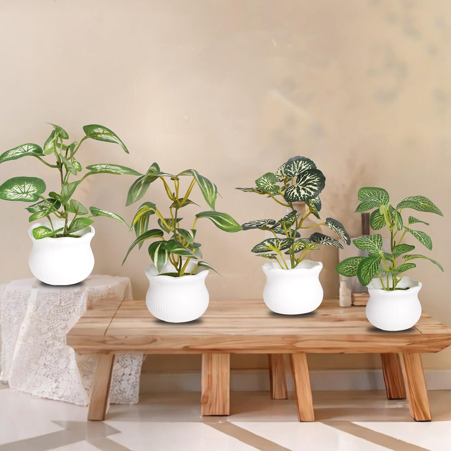 Small Artificial Plant Fake Plant Greenery Potted Indoor Faux Plant Houes Office / 6-palm / Set of 6