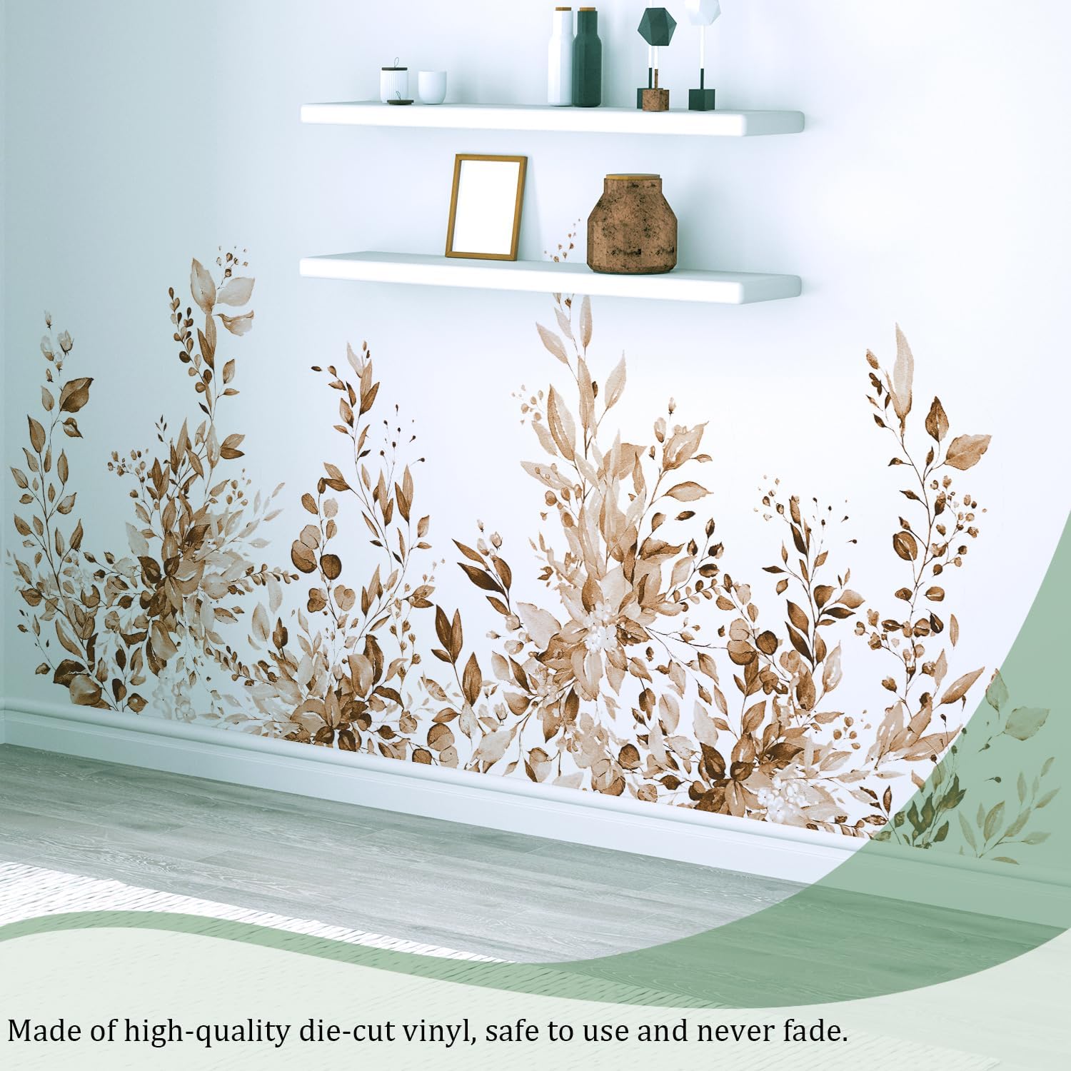 Large Floral Flowers Vinyl Wall Stickers / Plants Brown