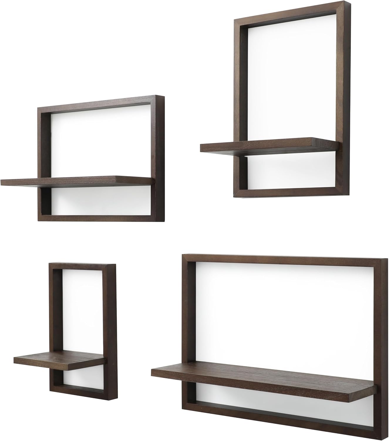 Square Floating Shelves / Rustic Walnut / Set of 4
