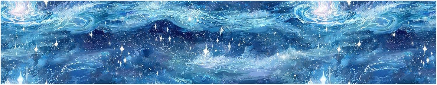 Wallpaper Border Peel and Stick Wall Border Self Adhesive Cosmic Starry Sky / Blue Galaxy / 196 x 4