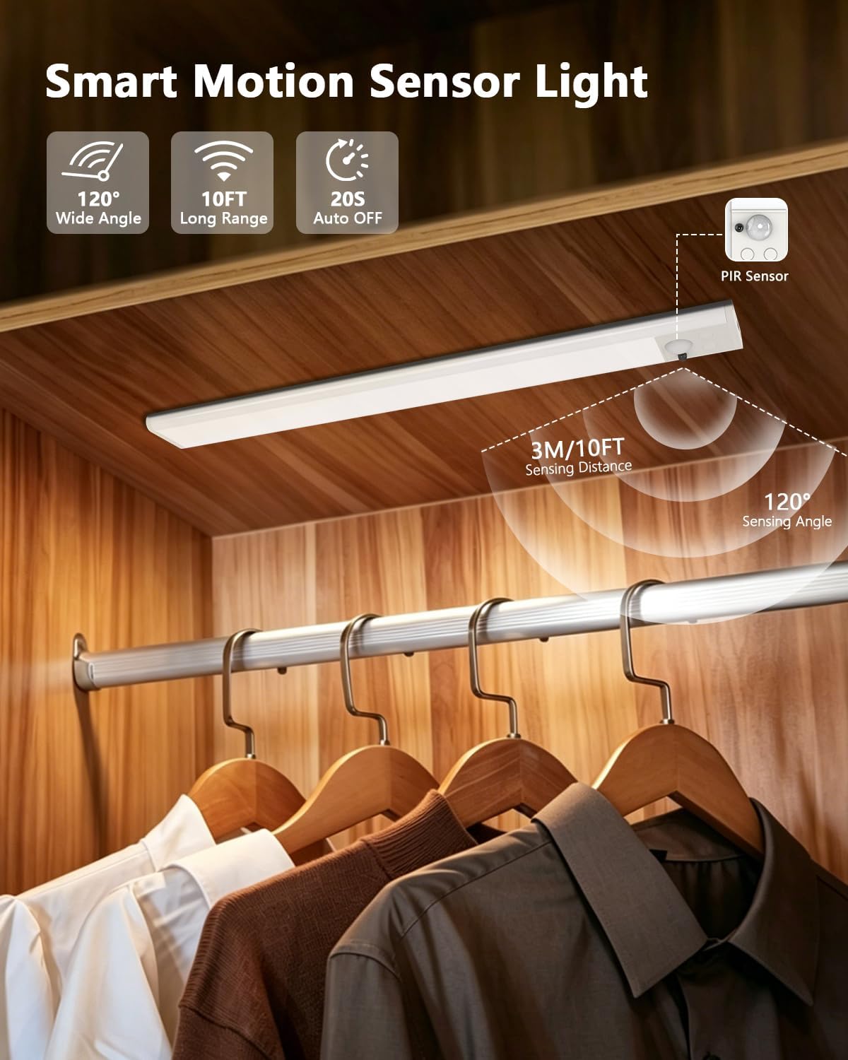 Motion Sensor Under Cabinet Lighting, RGB Light Bar with Remote,4Pack | 1500mAh Rechargeable, 15 Colors Dimmable LED