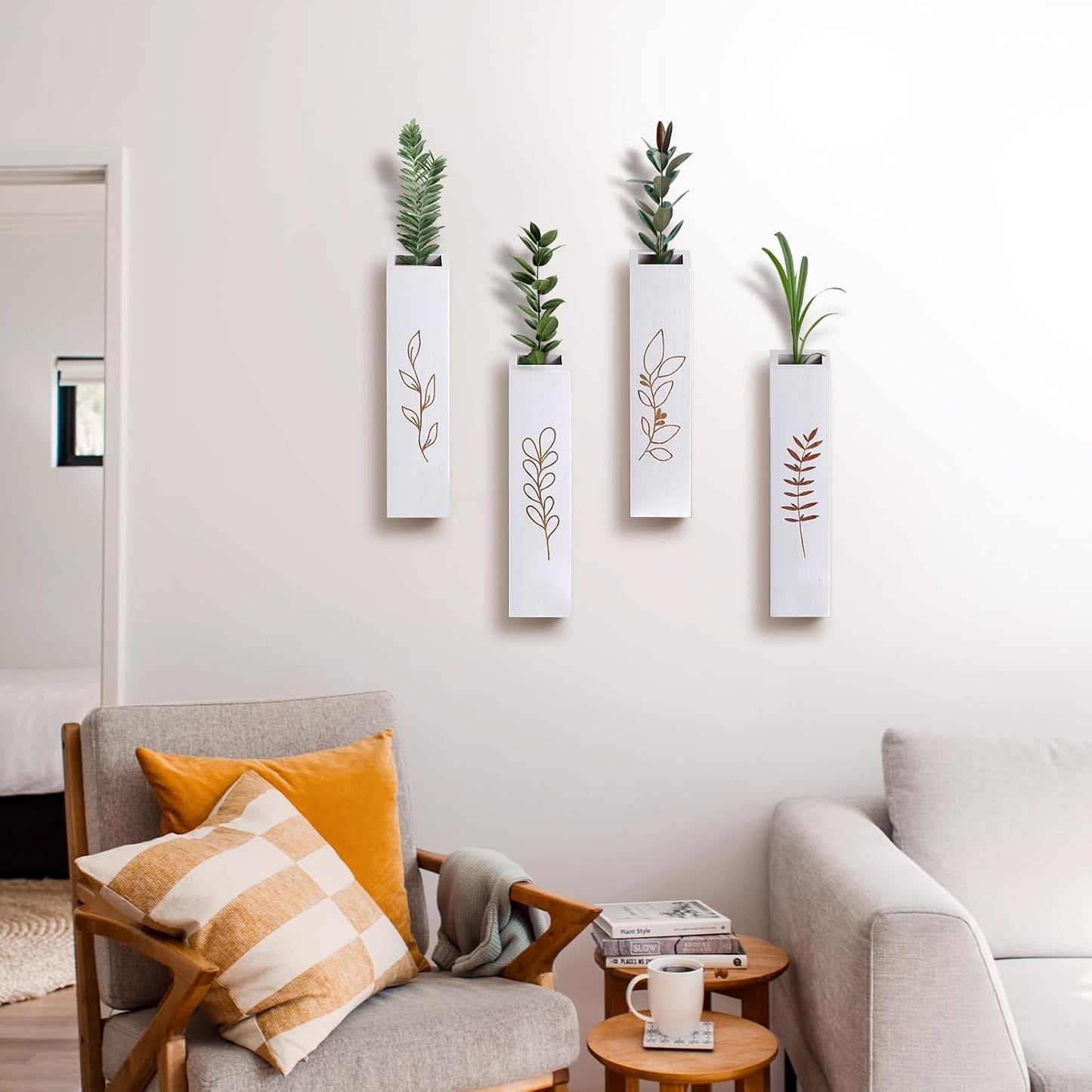 Wood Wall Planter / White / Set of 4