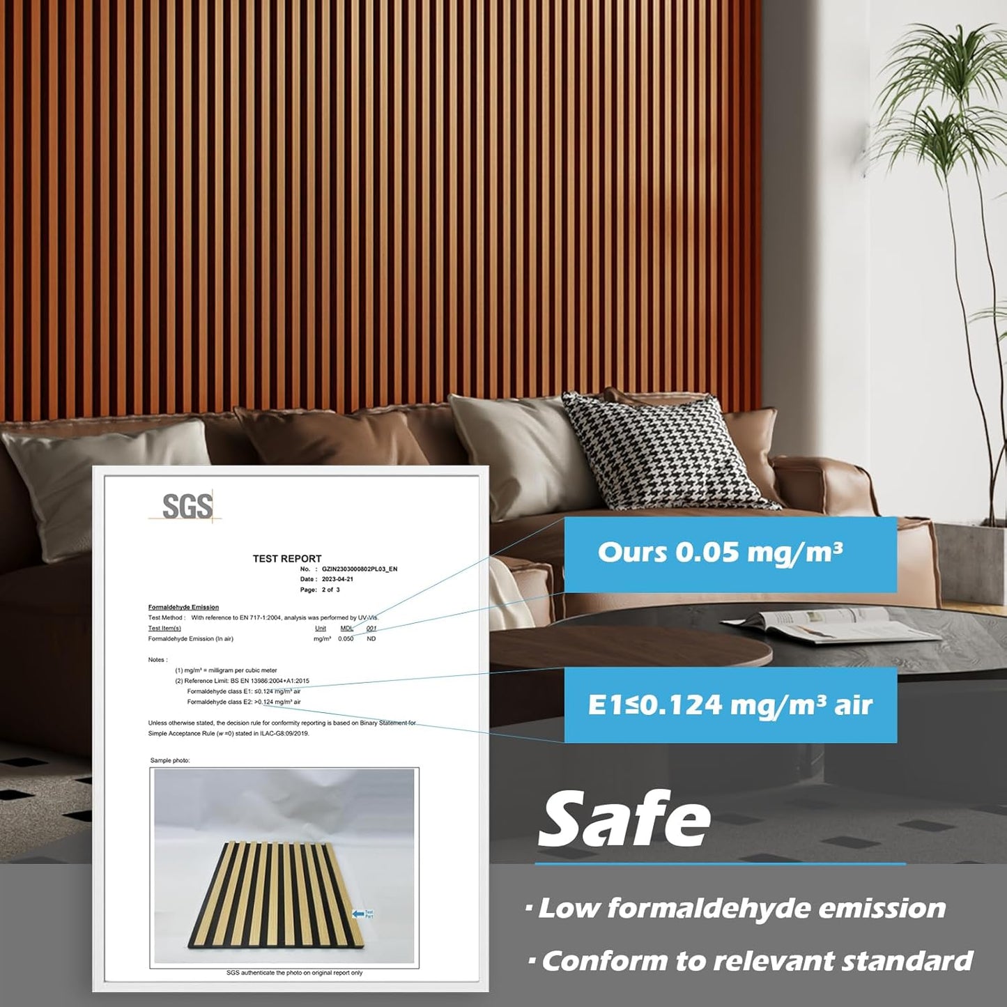 in Slat Acoustic Panel / 104 * 15.75 Inch / Teak / 104 x 15.75 / Set of 2