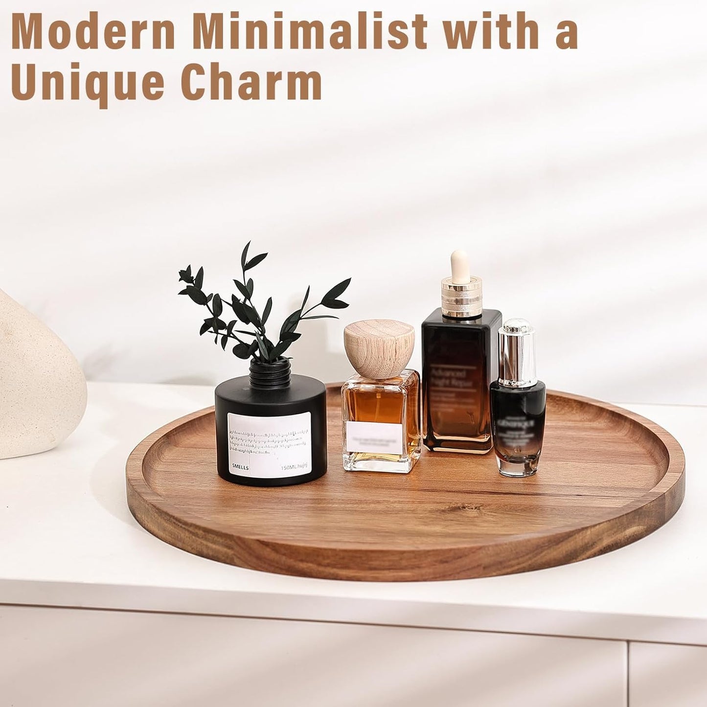 Round Wooden Serving Tray / Natural / 11 Inch / Set of 11
