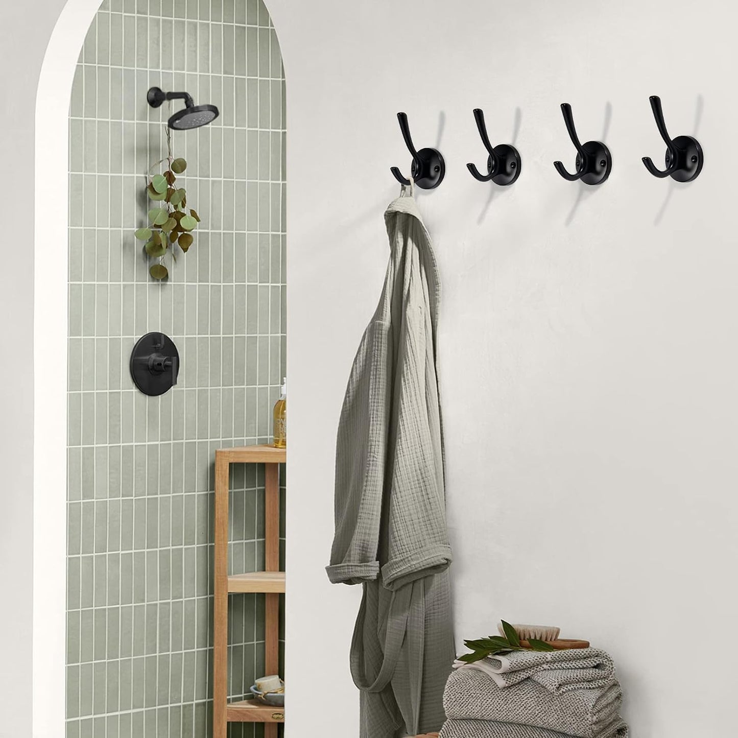 Round Coat Towel Hooks / Matte Black / Set of 5
