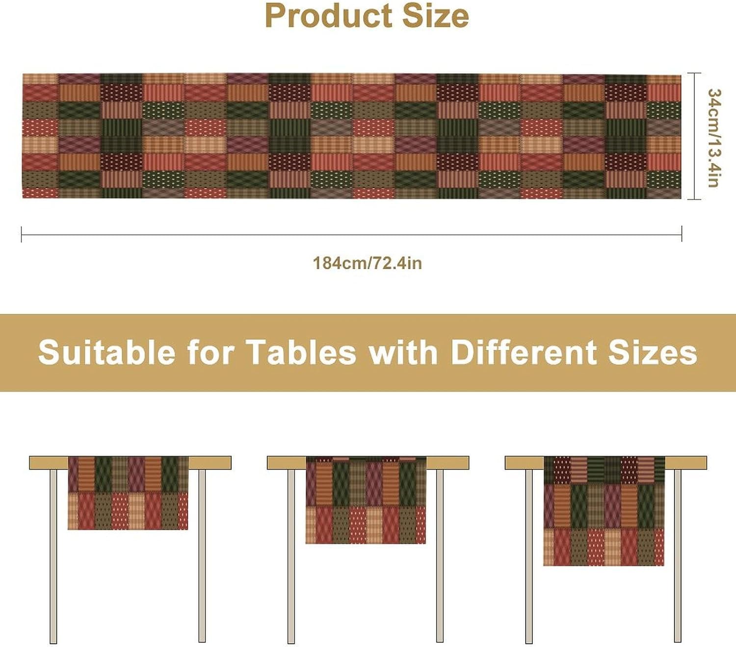 Vintage Patchwork Table Runner Abstract Geometric Pattern Splicing Design Pattern Printed Linen Table Runner for Home