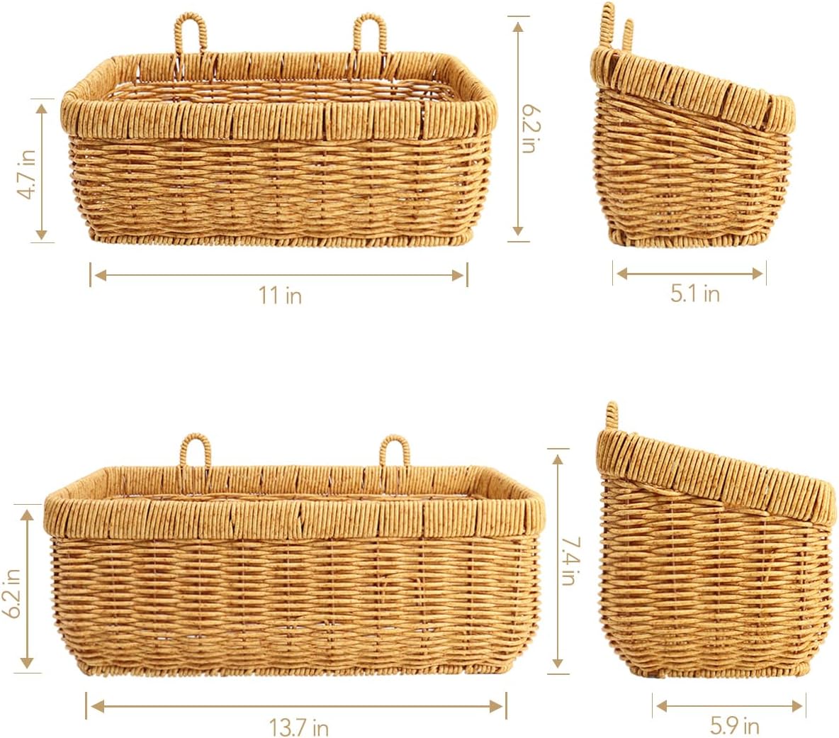 Boho Style Hand-Woven Hanging Storage Baskets / Logs / 2 Pc / Set of 2