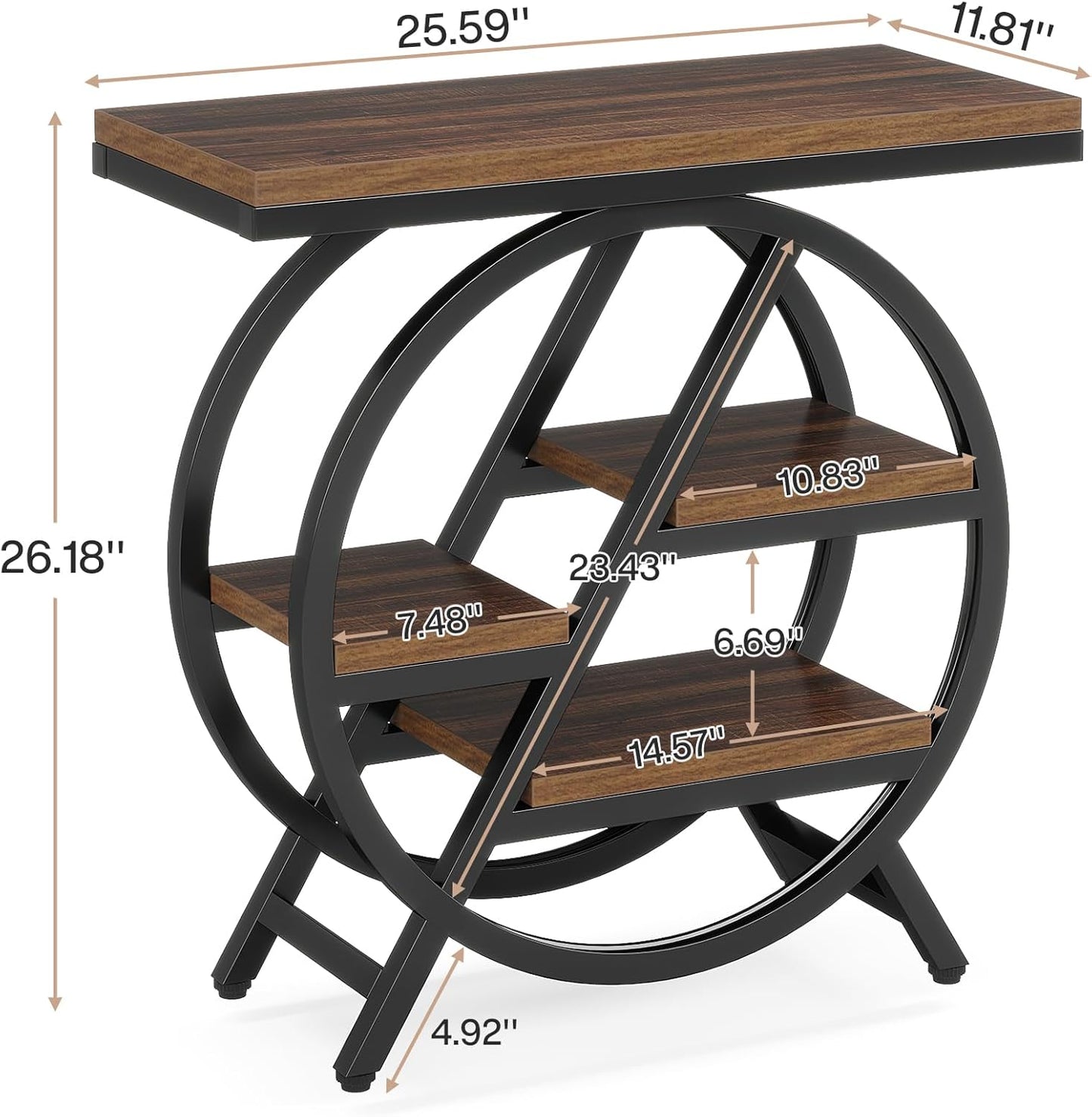 Wood Sofa Side Table / Rustic Brown