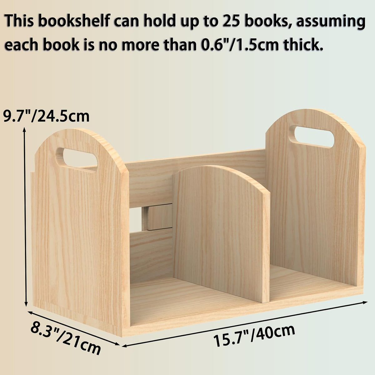 Wood Desktop Bookshelf, Upright Tabletop Book Shelf With Adjustable Divider Secure Books in Place, Desk Shelf for Top