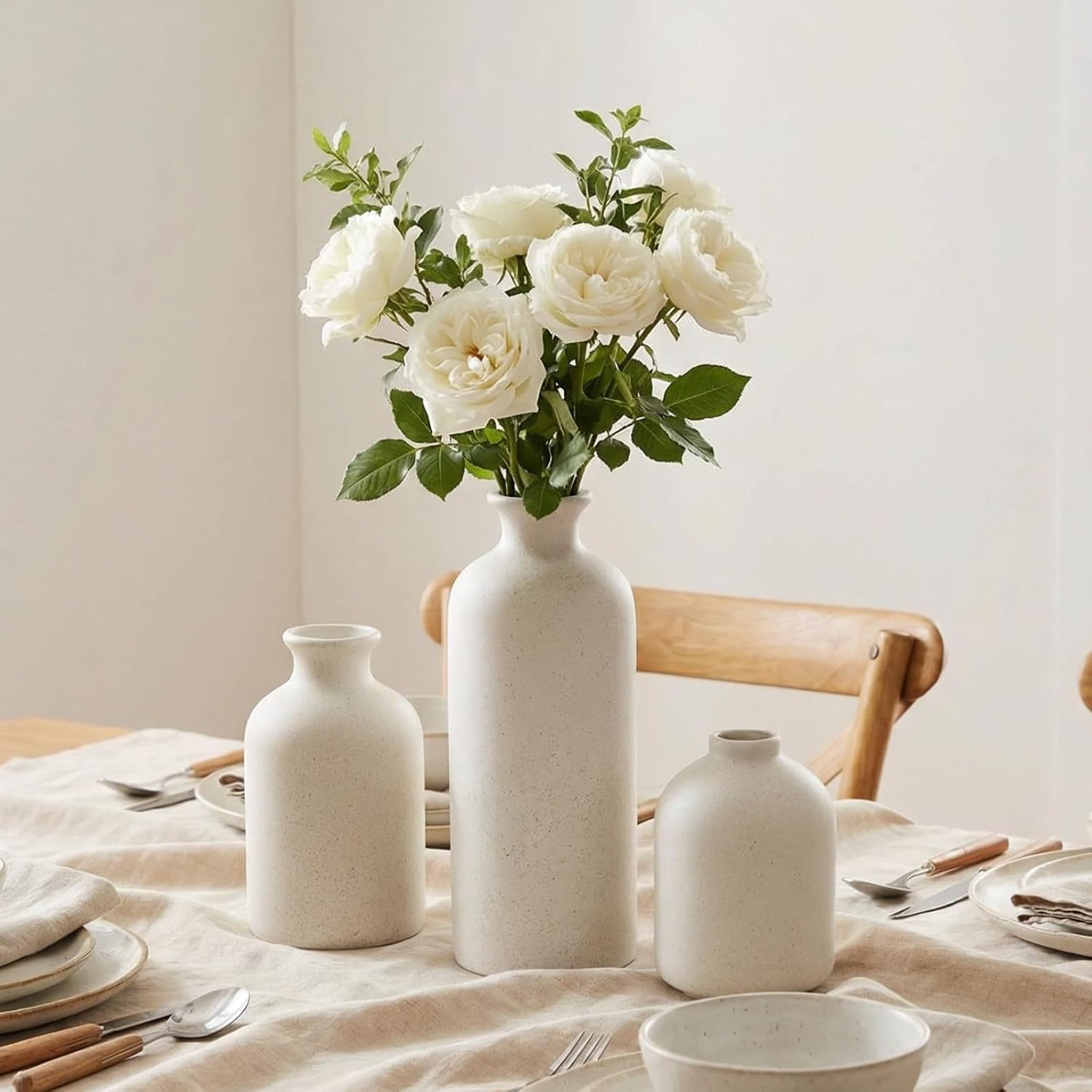Small Ceramic Vase / White / Set of 3