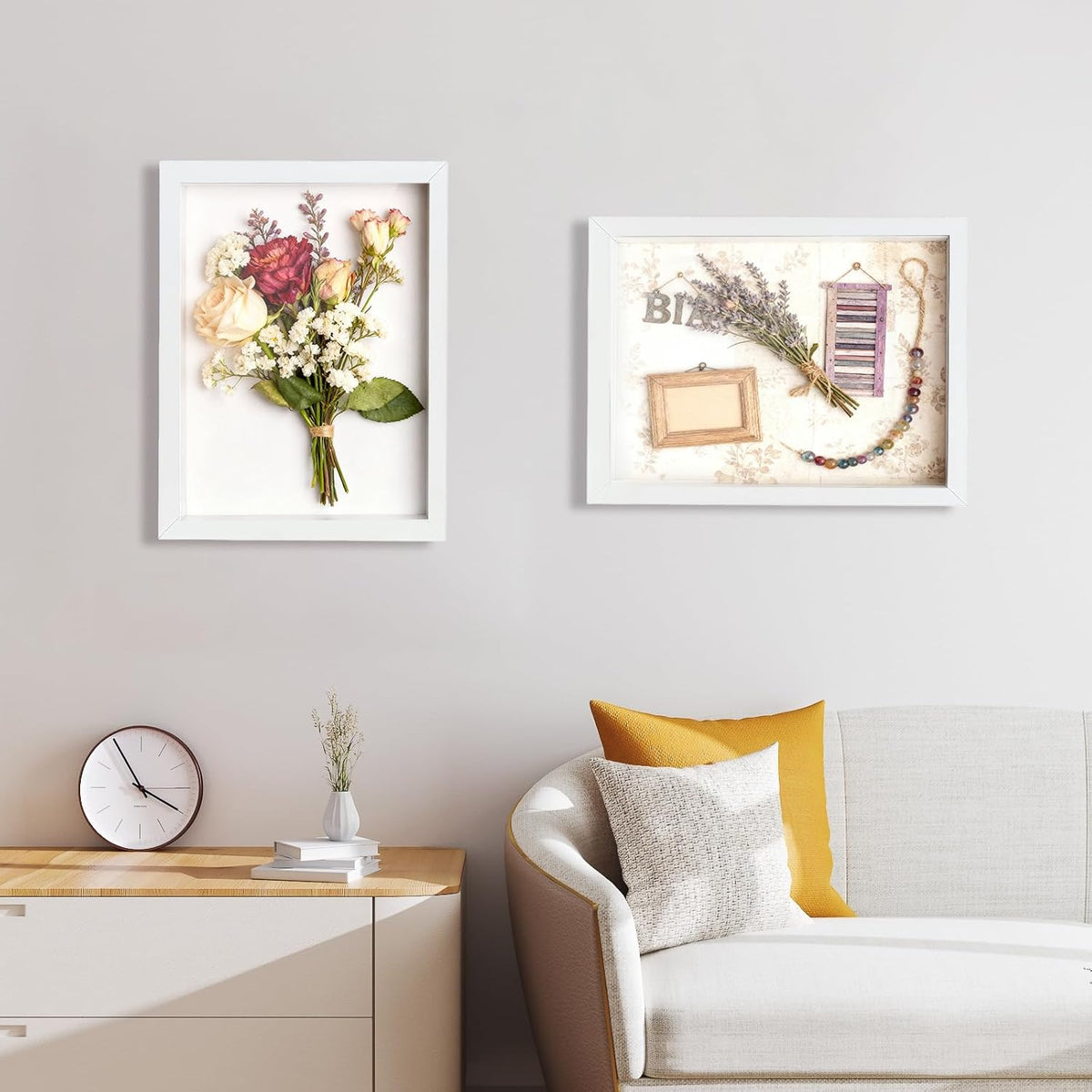 2 Pack Shadow Box Frame 11"x 14" - Wood Deep Shadowbox with Glass | Shadow Boxes Display Cases Suitable for Photos