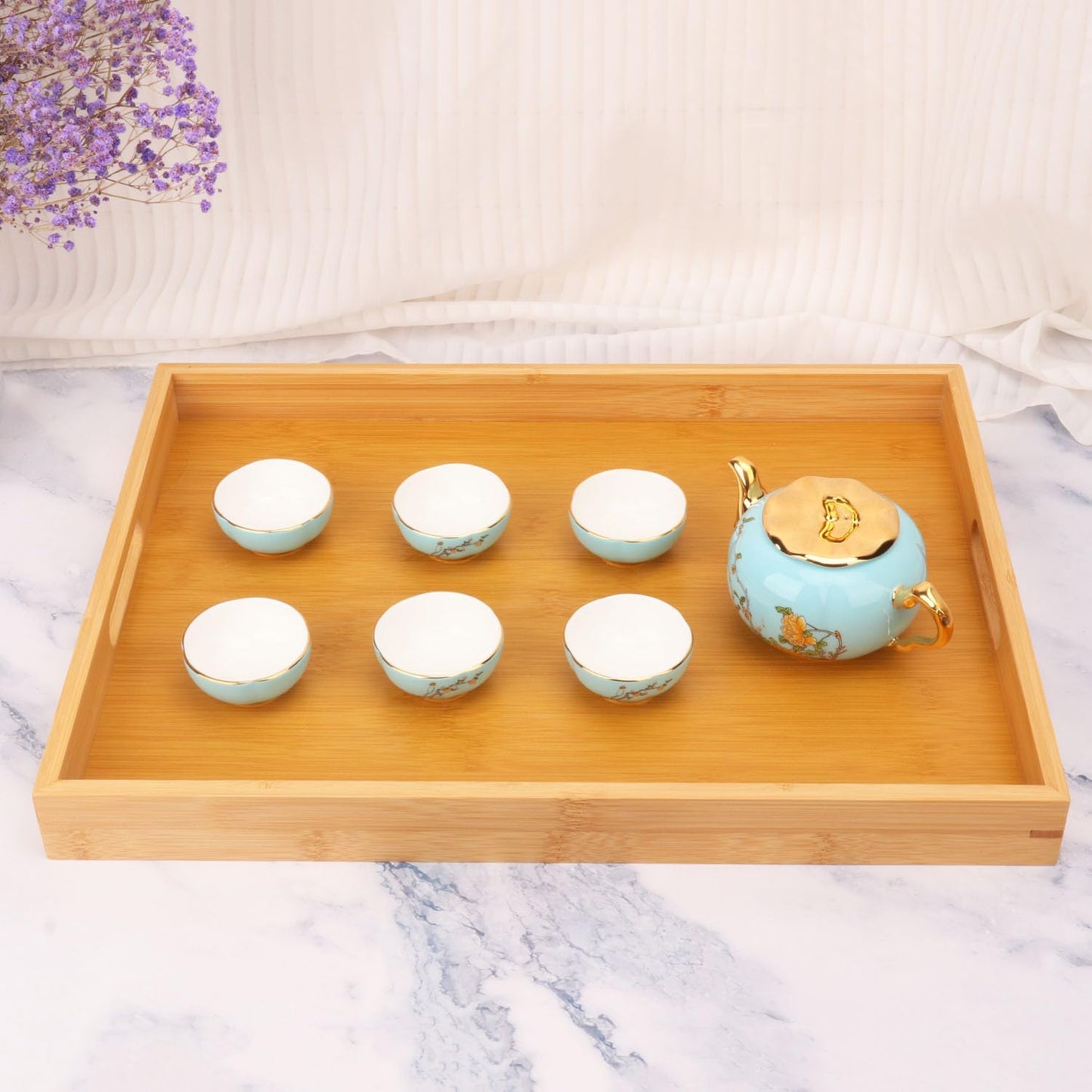Wooden Dinner Tray / 18 x 13 / Set of 4