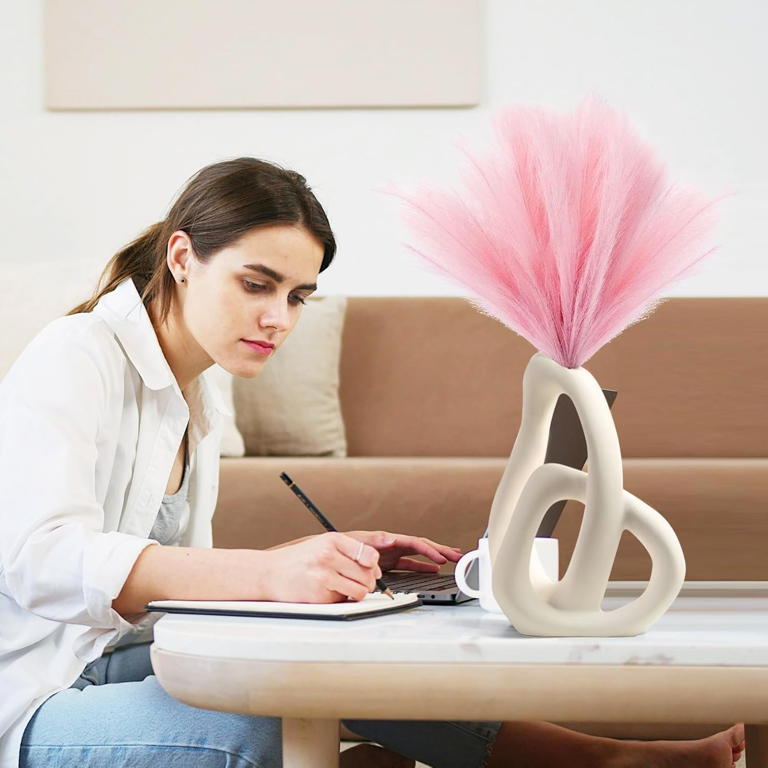 Modern Ceramic Flower Vases / White