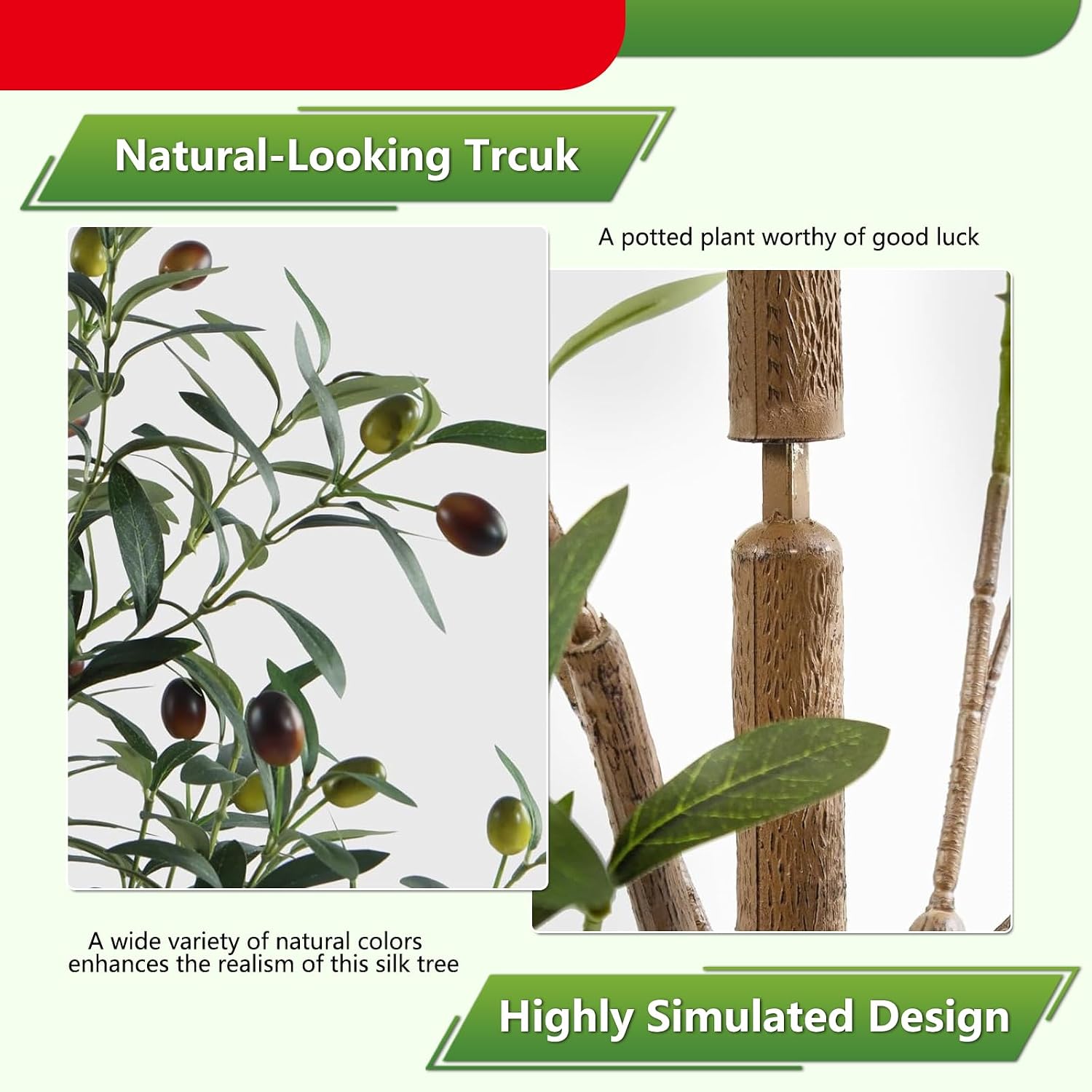 Indoor Tall Faux Olive Tree in Planter / Olive Tree 5ft / 5 Inch