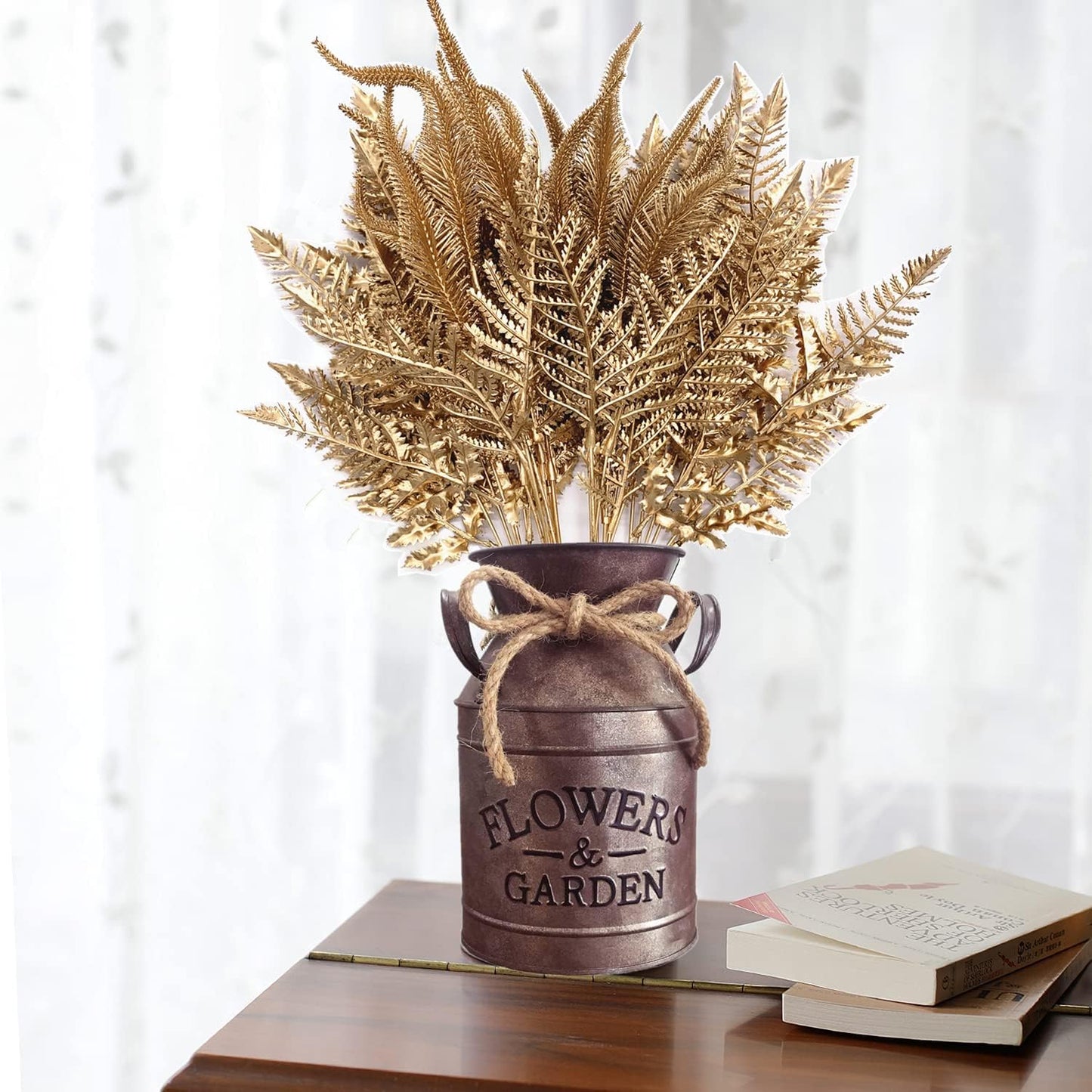 Artificial Golden Flowers Decoration / Gold Boston Grass & Tail Grass / Set of 2
