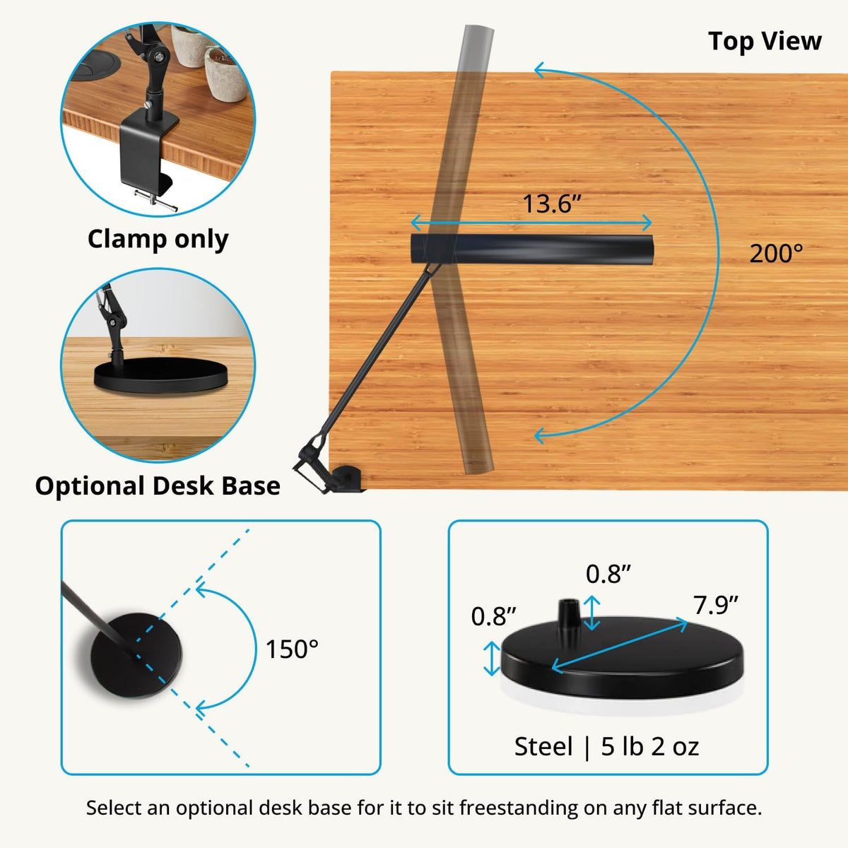 UPLIFTDESK E7 LED Desk Lamp with Clamp - 3 Color Mode Architect Desk Lamp | Dimmable Desk Lights for Home Office