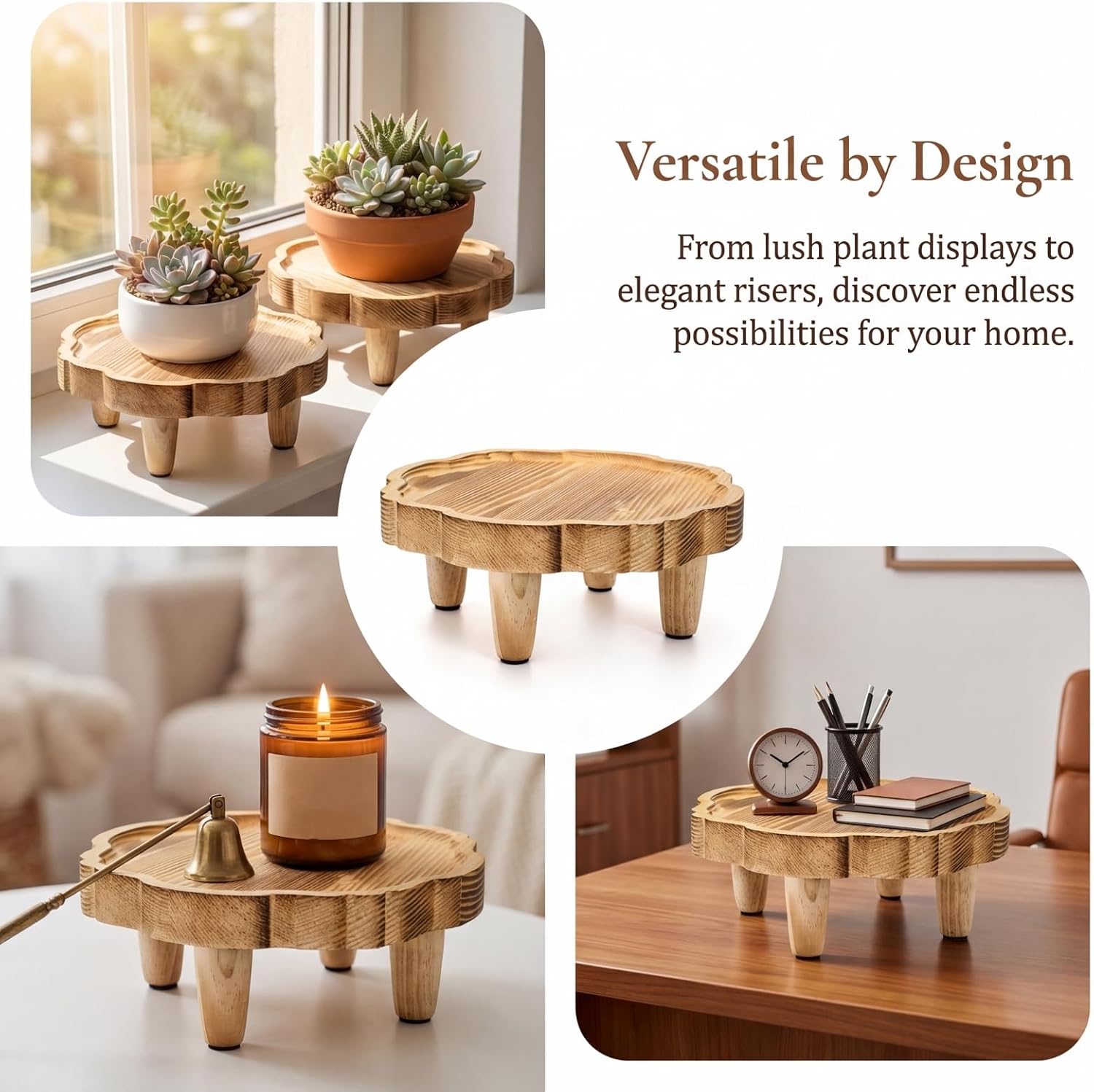 Mini Wood Pedestal Stand / 8.5 Inch / Set of 2