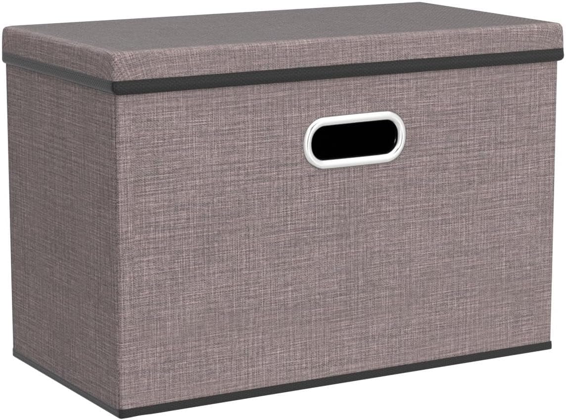Lids Linen/Cotton Blend Foldable Storage Boxes Organizer / Gray / L / Set of 3