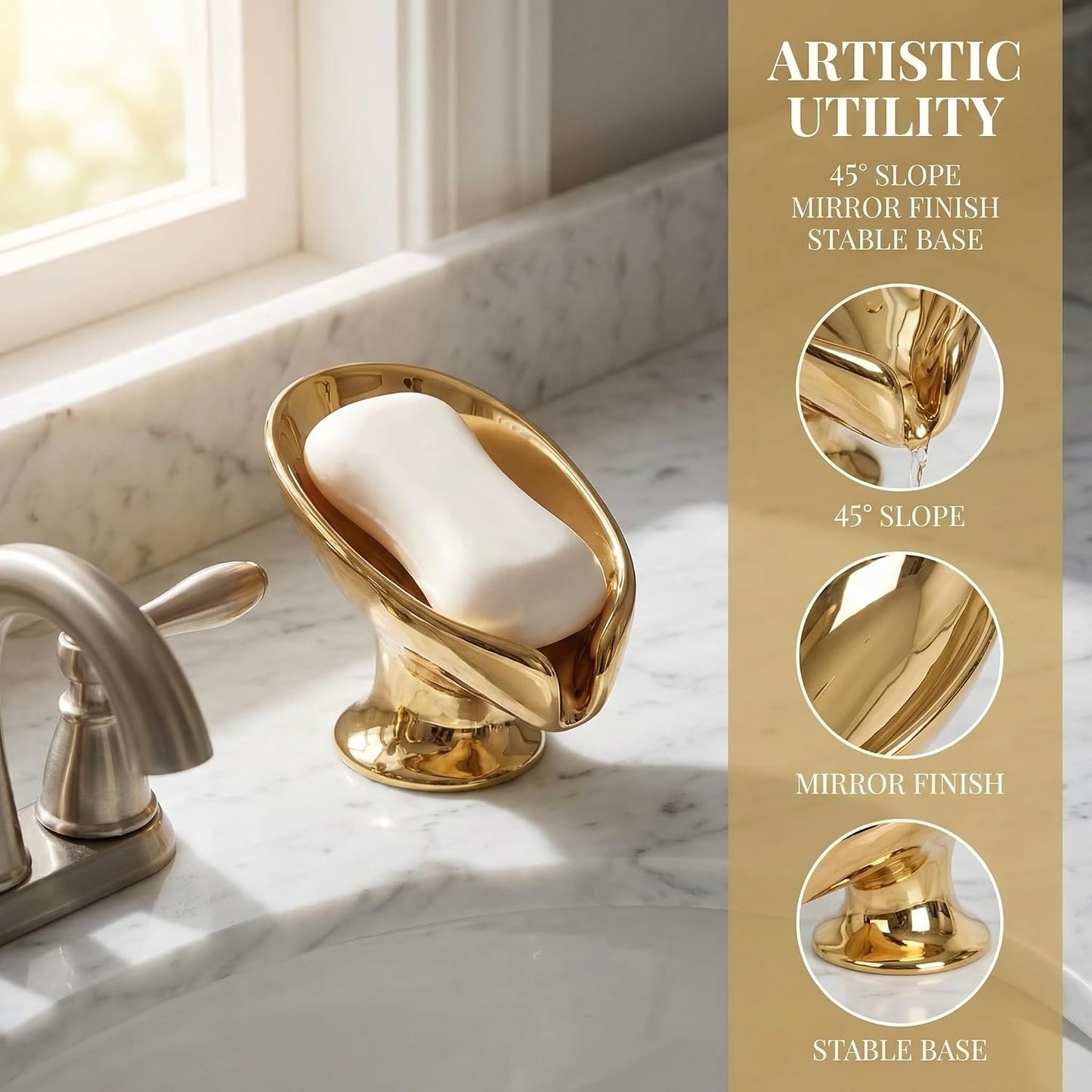 Metallic Glossy Ceramic Soap Holder / Golden