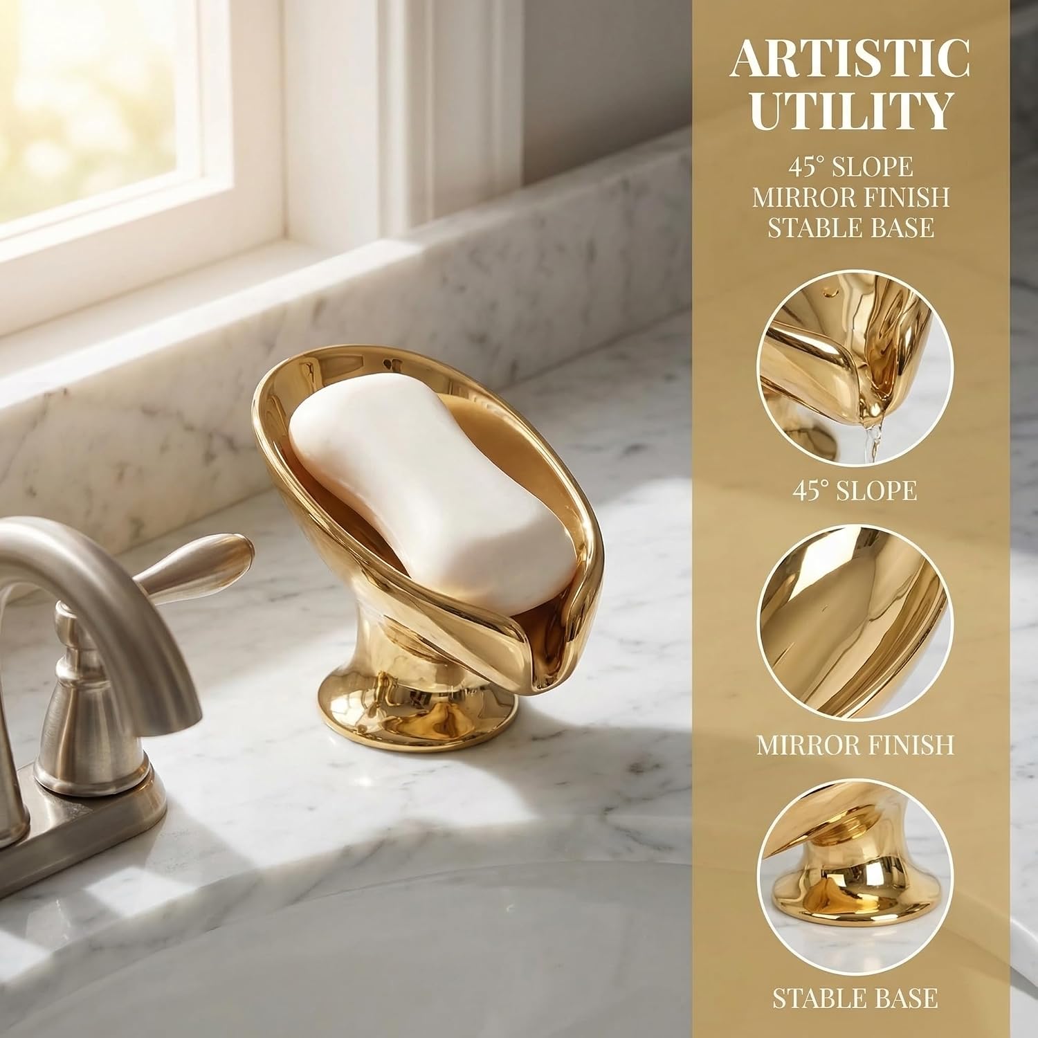 Metallic Glossy Ceramic Soap Holder / Golden