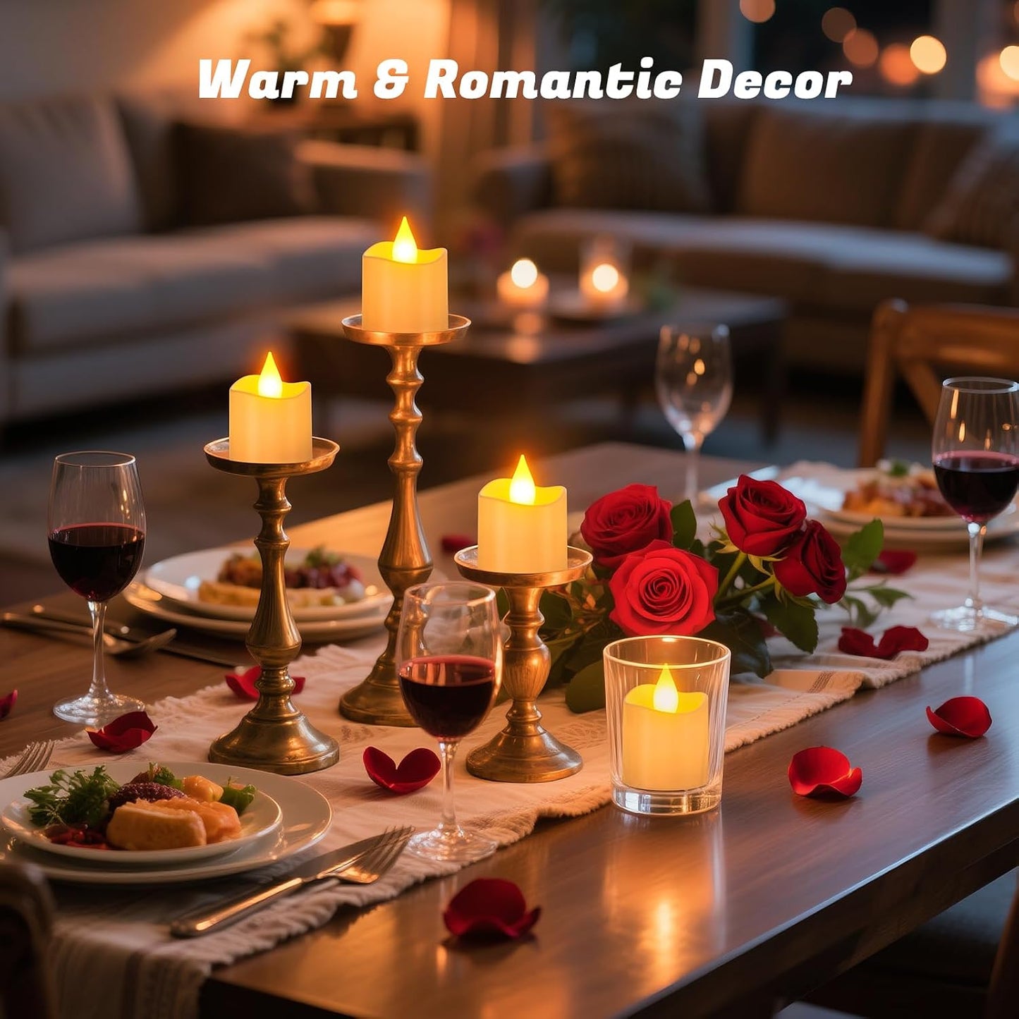 PChero Rechargeable Flameless Candles with Remote Timer & Charging Base | 12 Pack Votive Candles Battery Operated Tea