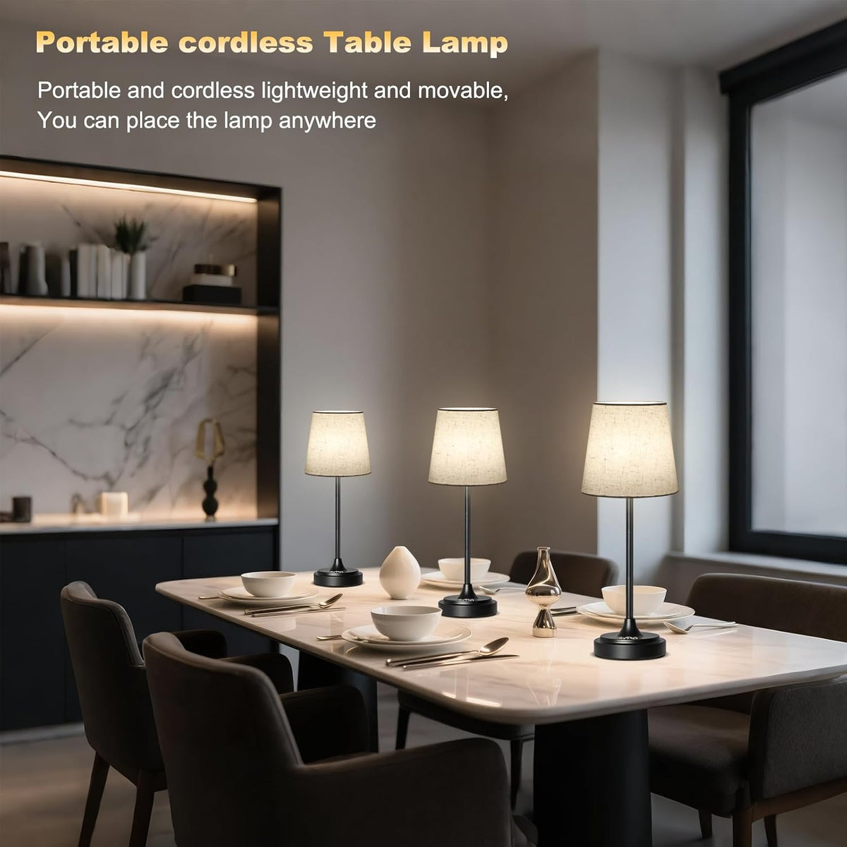 Wowag Cordless Table Lamp Rechargeable,5000mAh Battery Operated Desk Lamp,3 Colors & 7 RGB Stepless Dimmable,Touch