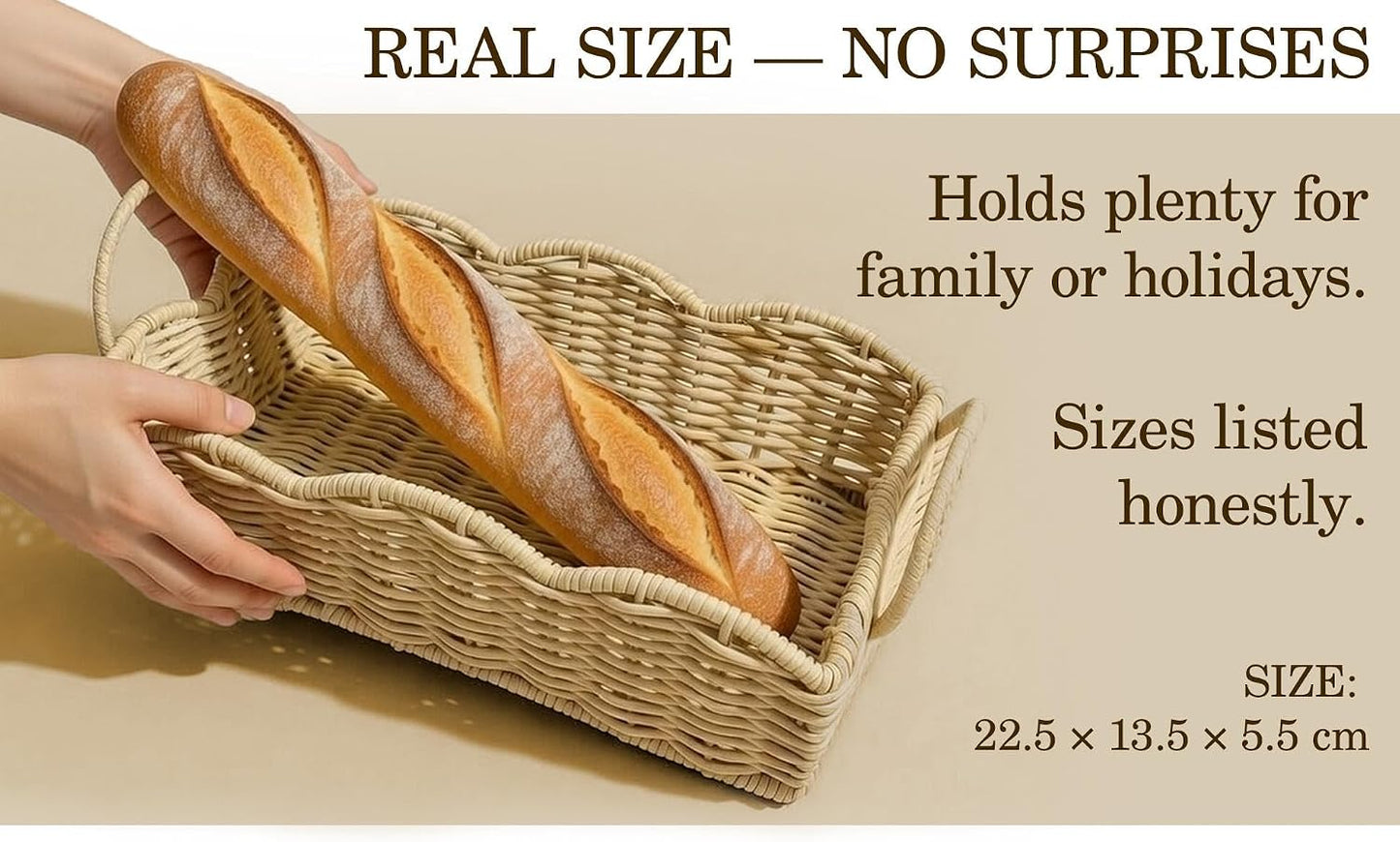 Scalloped Rattan Storage Basket / Natural