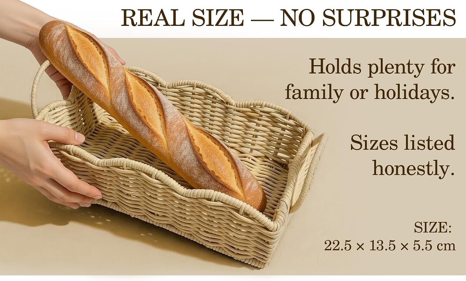 Scalloped Rattan Storage Basket / Natural