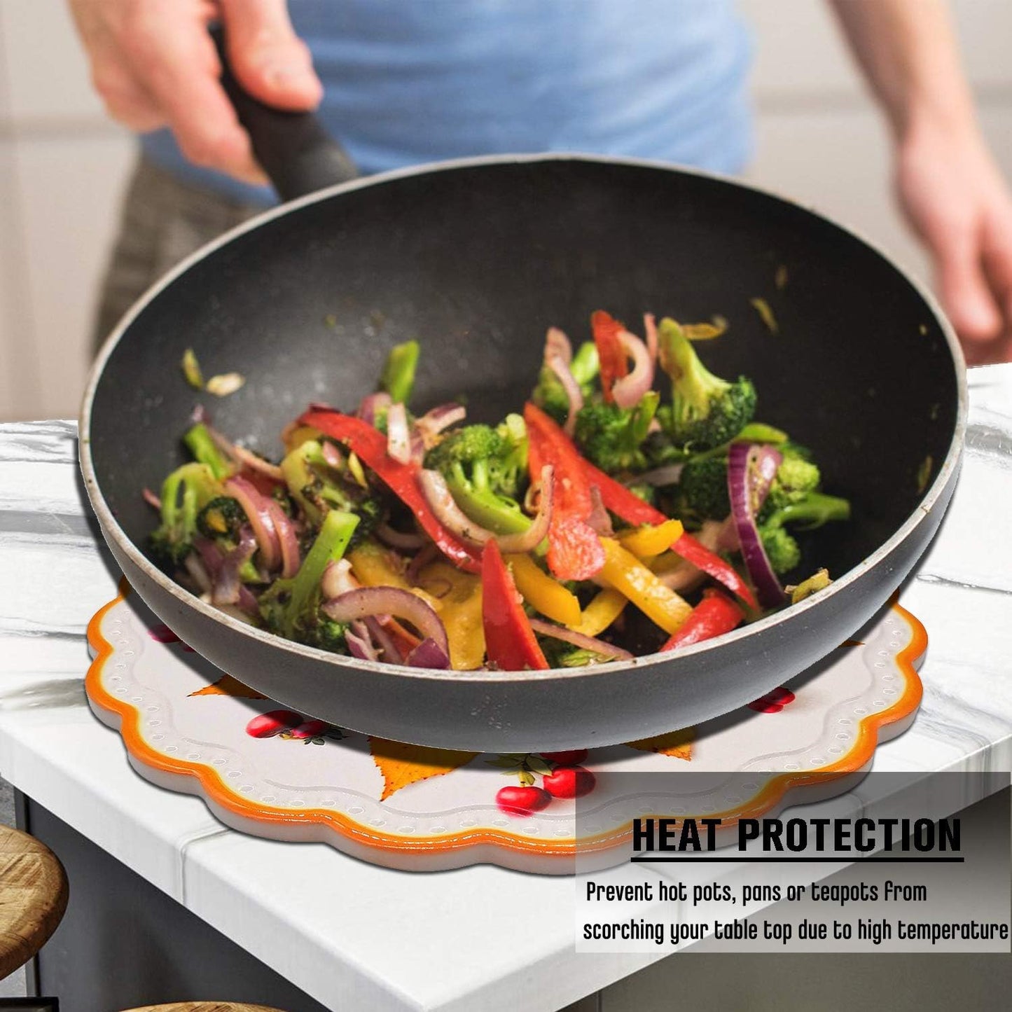 Ceramic Stone Trivets for Hot Pots and Pans, Versatile Trivet with Cork Base, Heat Resistant Mats for Countertop