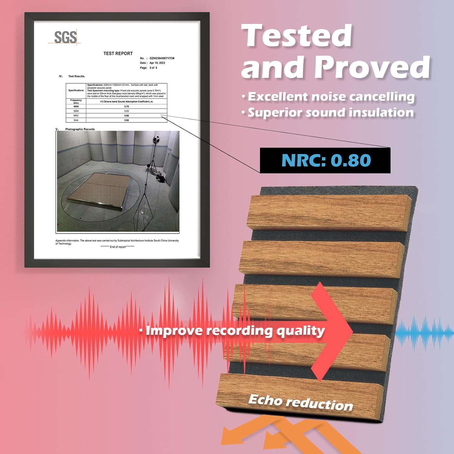 in Slat Acoustic Panel / 104 * 15.75 Inch / Teak / 104 x 15.75 / Set of 2