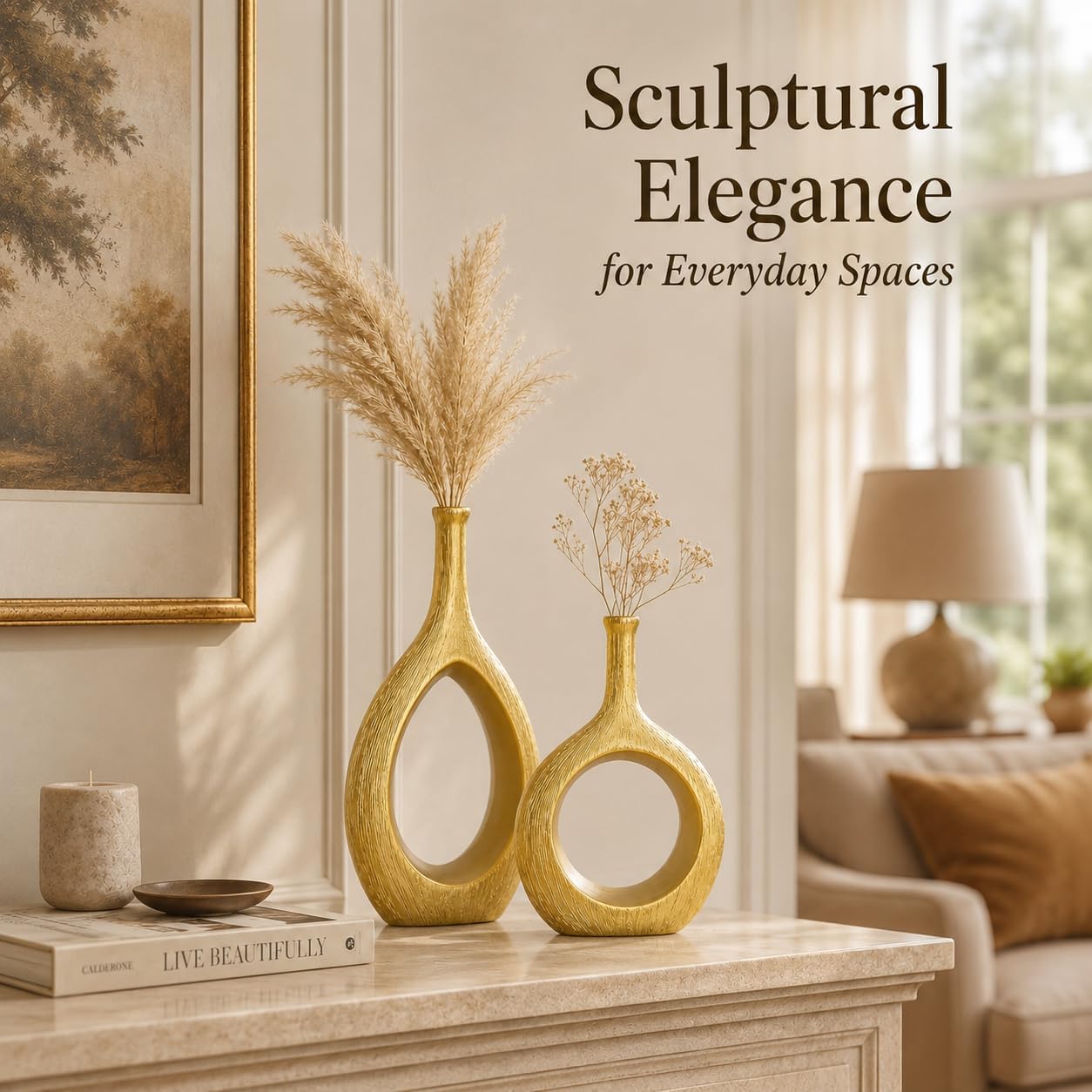 Ceramic Vase Set 2 / Brushed Gold