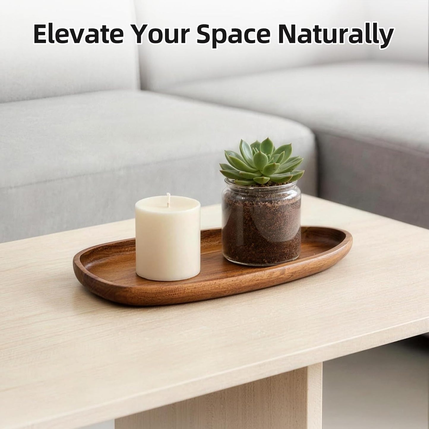 Acacia Wood Decorative Tray / Style 3