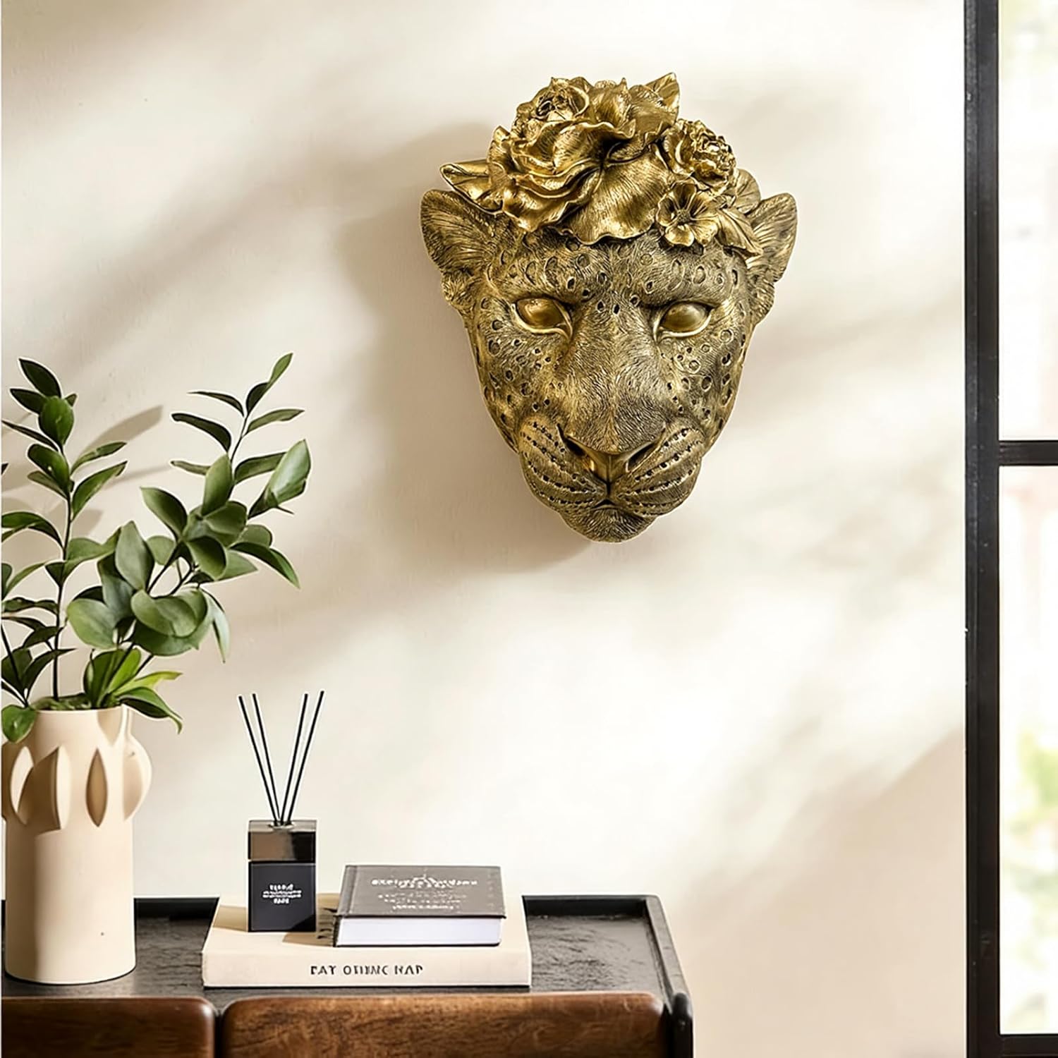Animal Heads Sculptures Wall Art / Copper / Leopard / Gold