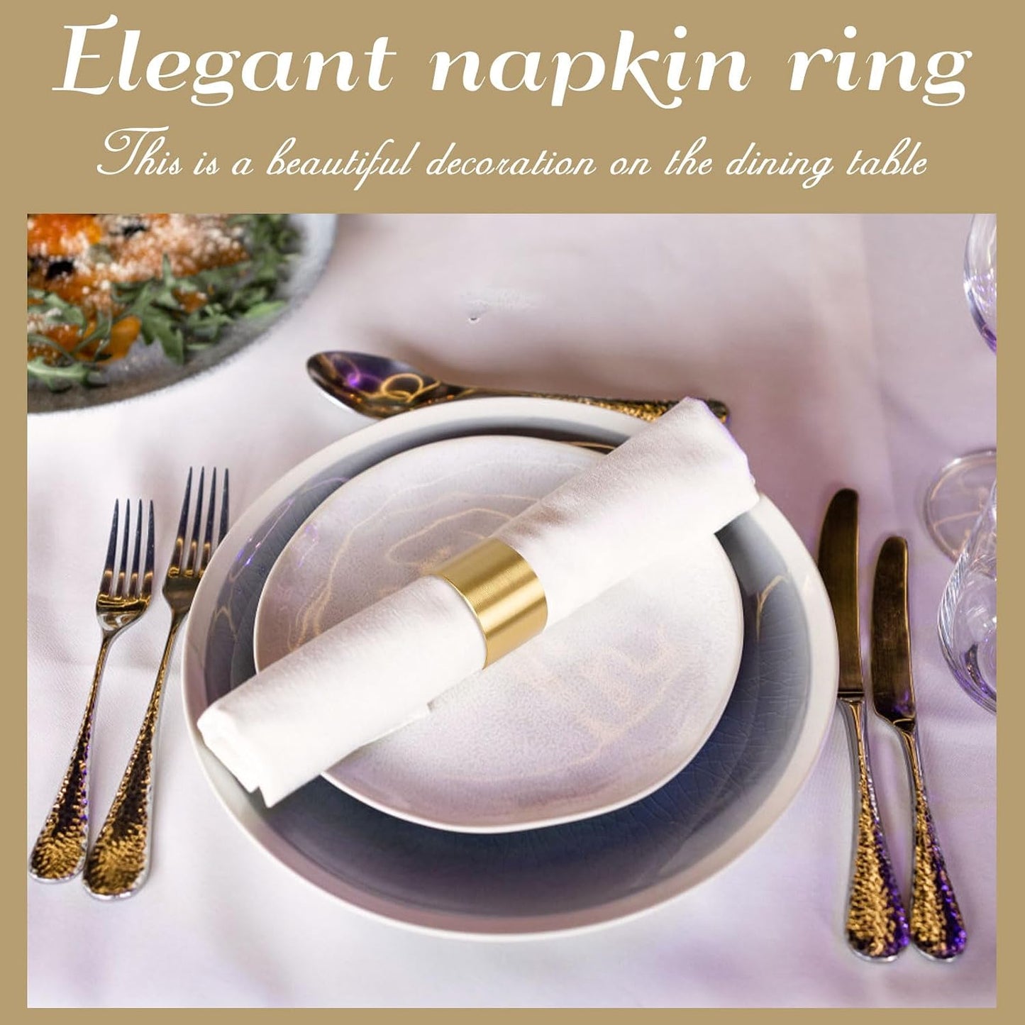 Solid Brass Napkin Rings Set of 6 Natural Brass Color Ring Retro Style Dining Table Decor Centerpiece Serviette Rings
