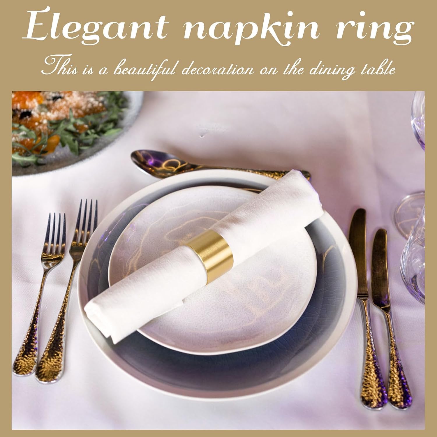 Solid Brass Napkin Rings Set of 6 Natural Brass Color Ring Retro Style Dining Table Decor Centerpiece Serviette Rings