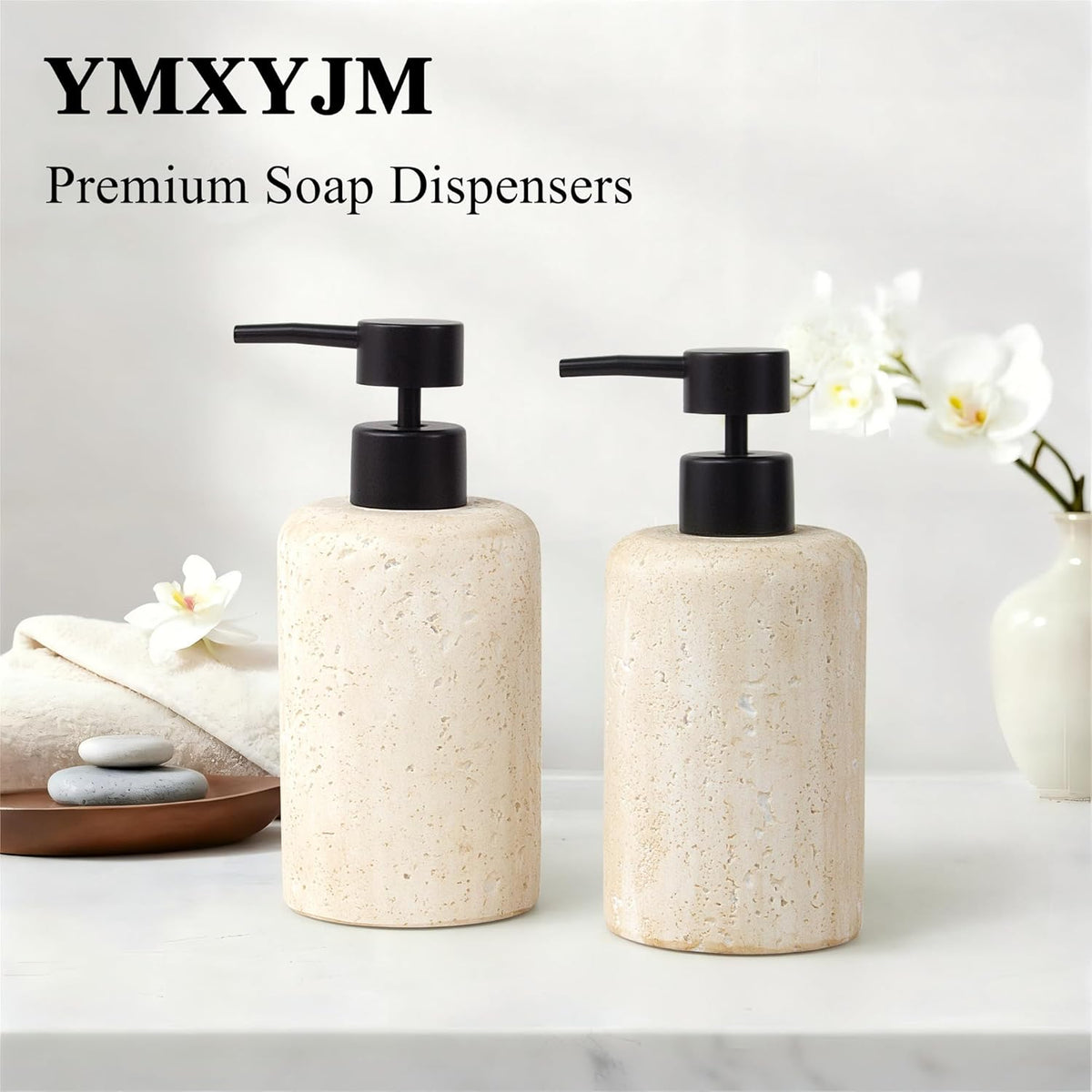 2pcs/Set Hand Soap Dispenser Sets - 10.8oz Refillable Resin Liquid Soap Dispensers with Rust-Proof Pump for Bathroom