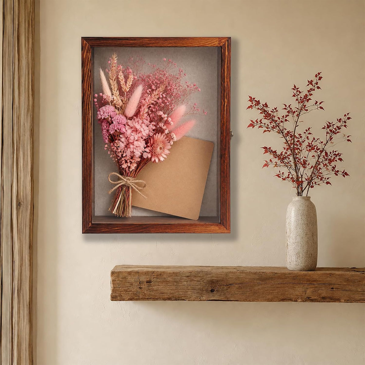 Muzilife 12x16 Rustic Shadow Box Pine Wood Picture Frame, 3.94 Deep, Brown | FSC-Certified Solid Pine | Tempered Glass