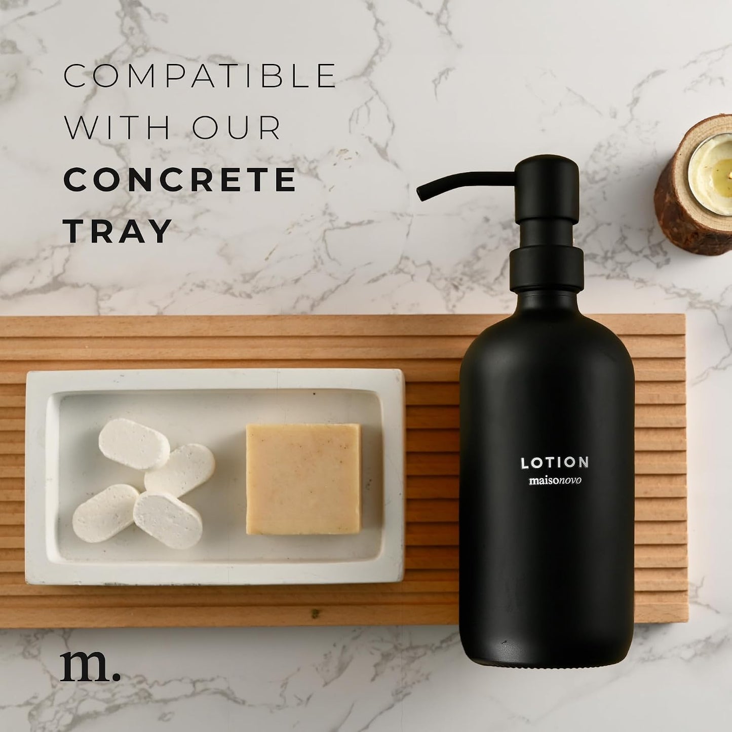 MaisoNovo Soap Dispenser 2-Piece Set | 16.9oz Black Bottles with Black Plastic Pumps