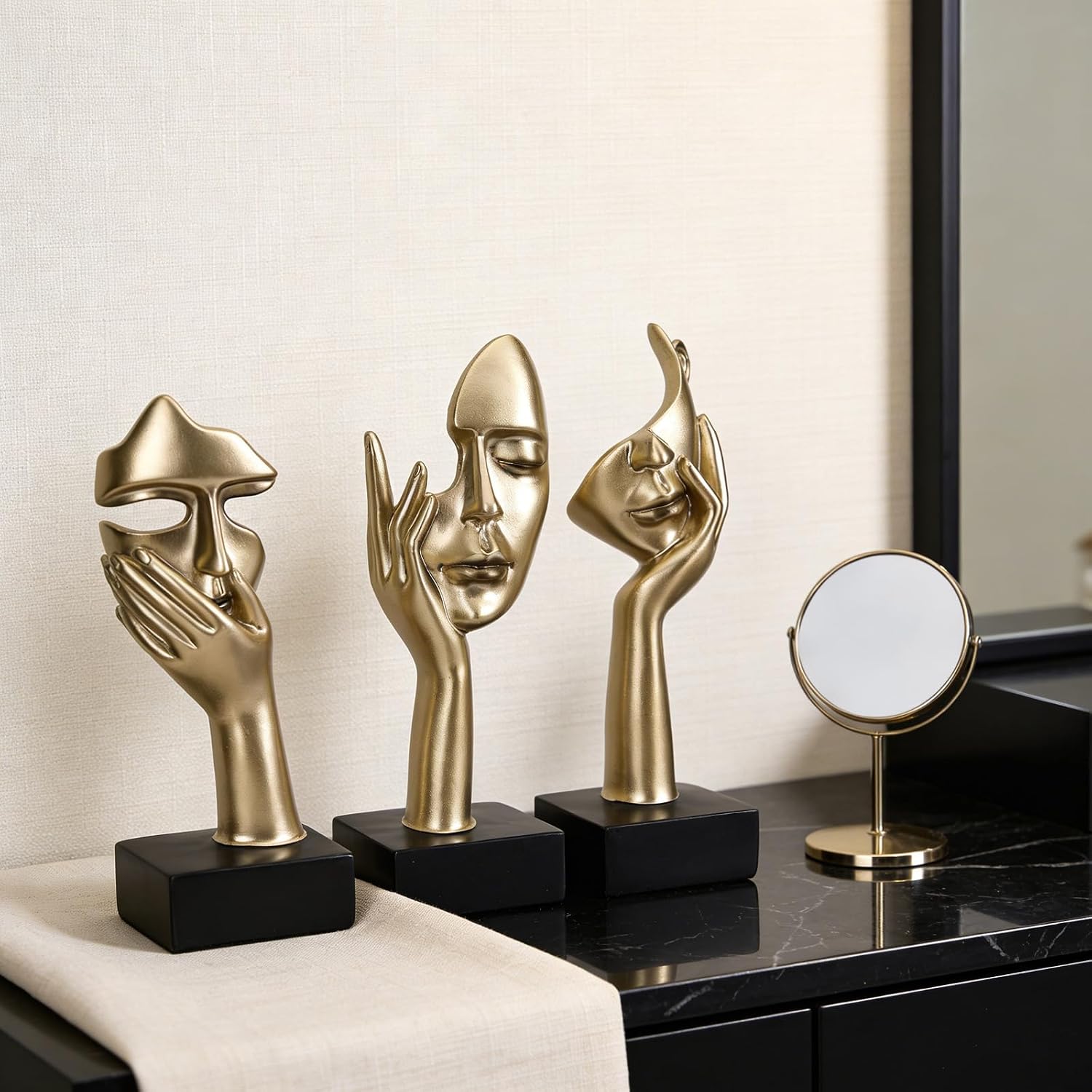 Thinker Large Statue Set / Gold / Set of 9