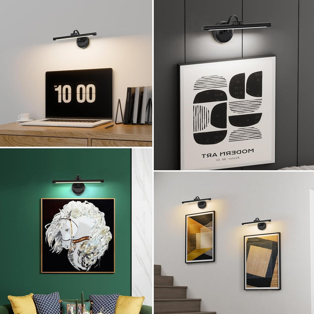 Tassuowell Rechargeable Picture Light for Wall, Cordless Art Lights Battery Operated, Dimmable Wall Light with Remote &