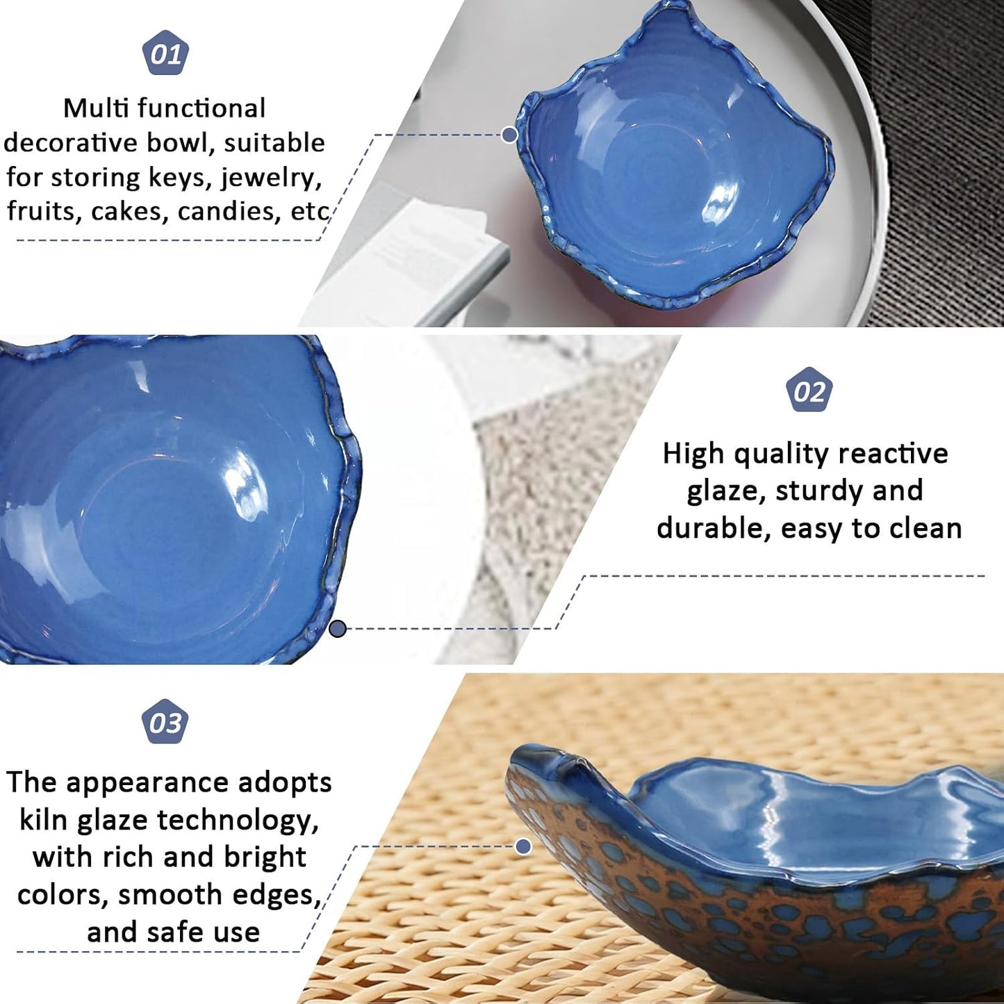 8" Small Ceramic Decorative Bowl / Starry Blue
