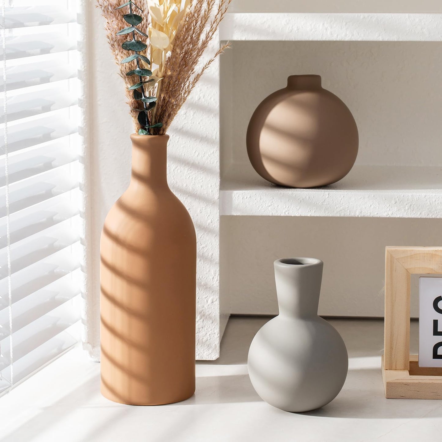 Ceramic Vase / Coffee Mix Set - Gray / Set of 3