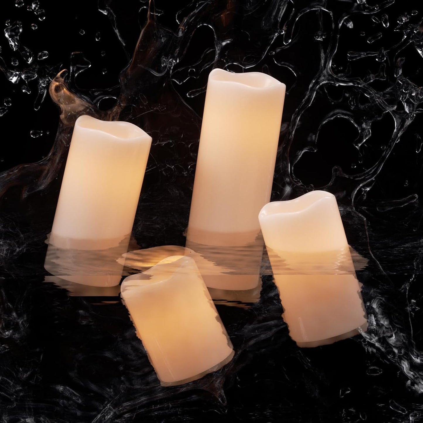 Eldnacele Outdoor Waterproof Flameless Flickering Candles with 6 Hour Timer | Battery Operated Outdoor Candles, White