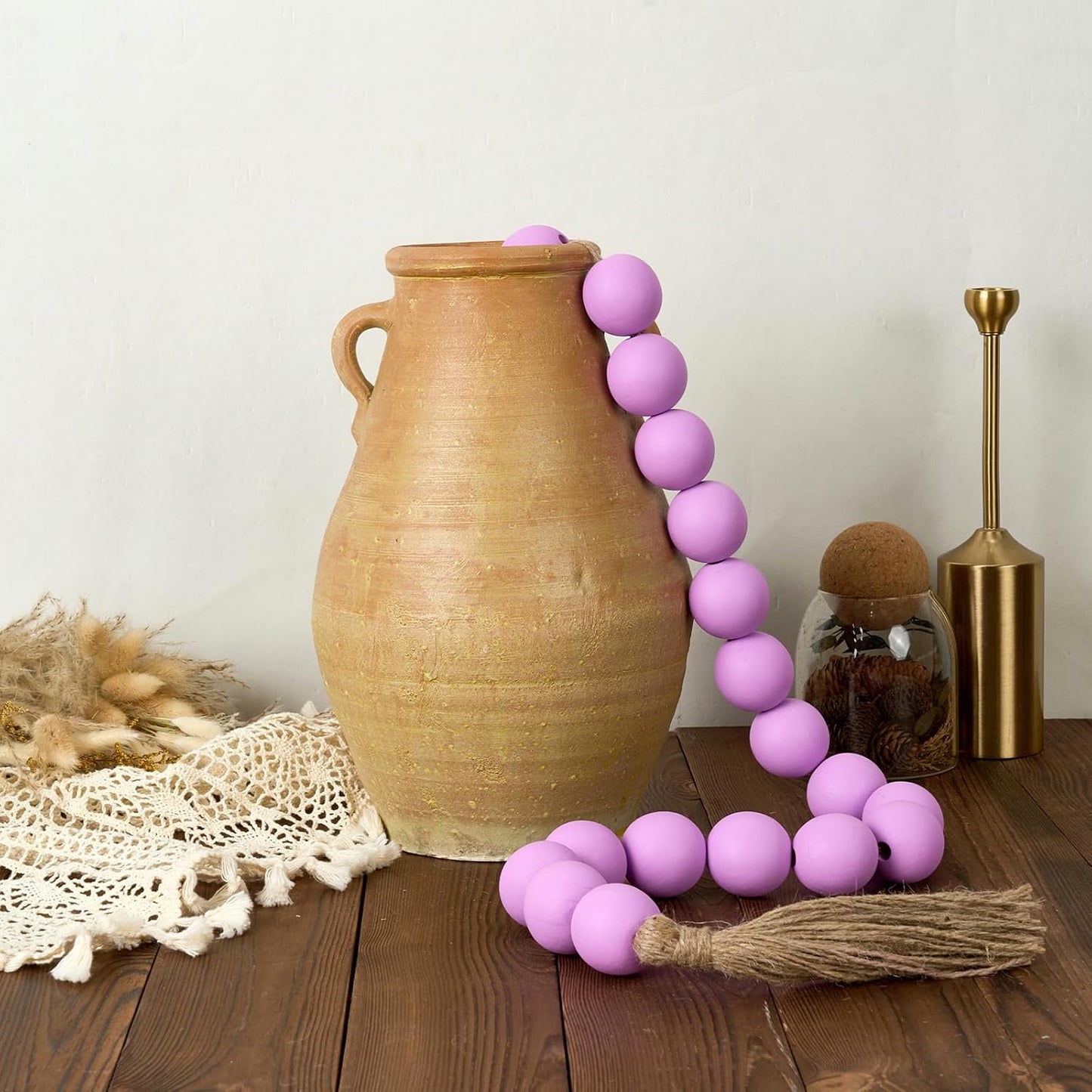Extra Large Wood Bead Garland Purple / 8 Purple / 41 Inches