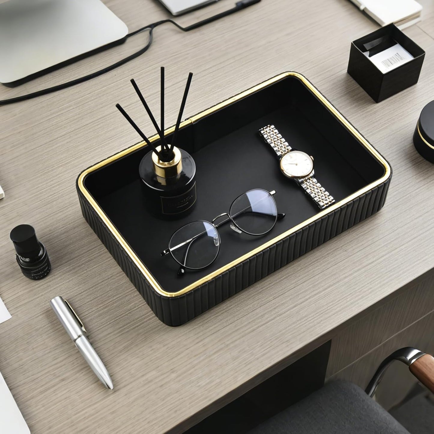 PU Leather Valet Tray / Black