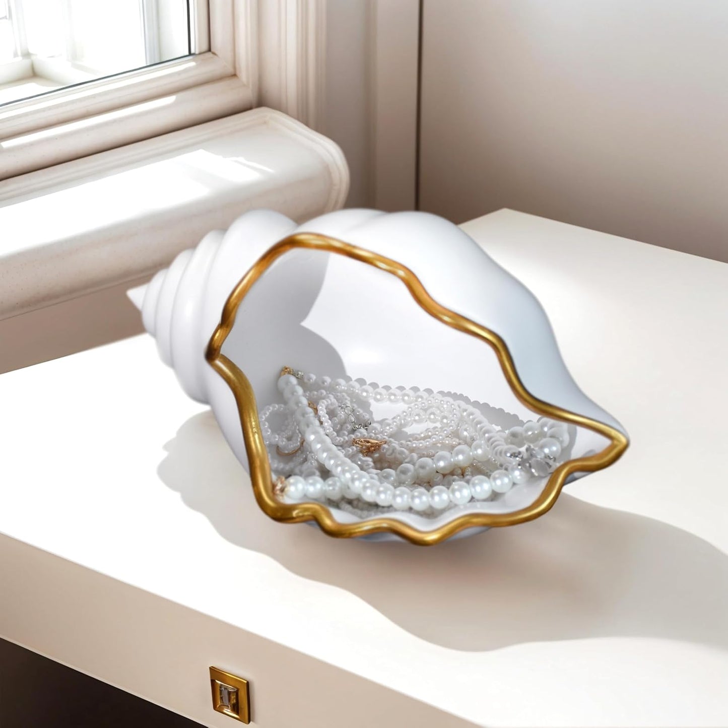 Decorative Bowl Entryway Table Decor Resin Clam Shells Bowls Seashell Beach Console / Shell Bowl