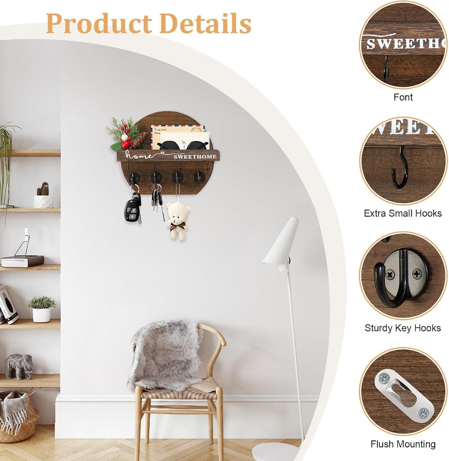Key Holder / Key Holder Wall Mount / Brown