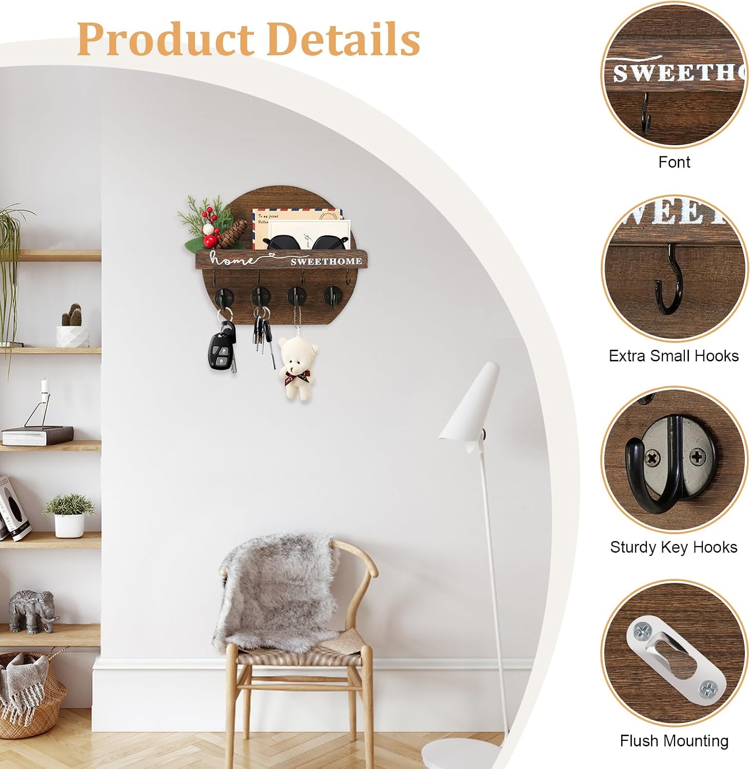 Key Holder / Key Holder Wall Mount / Brown